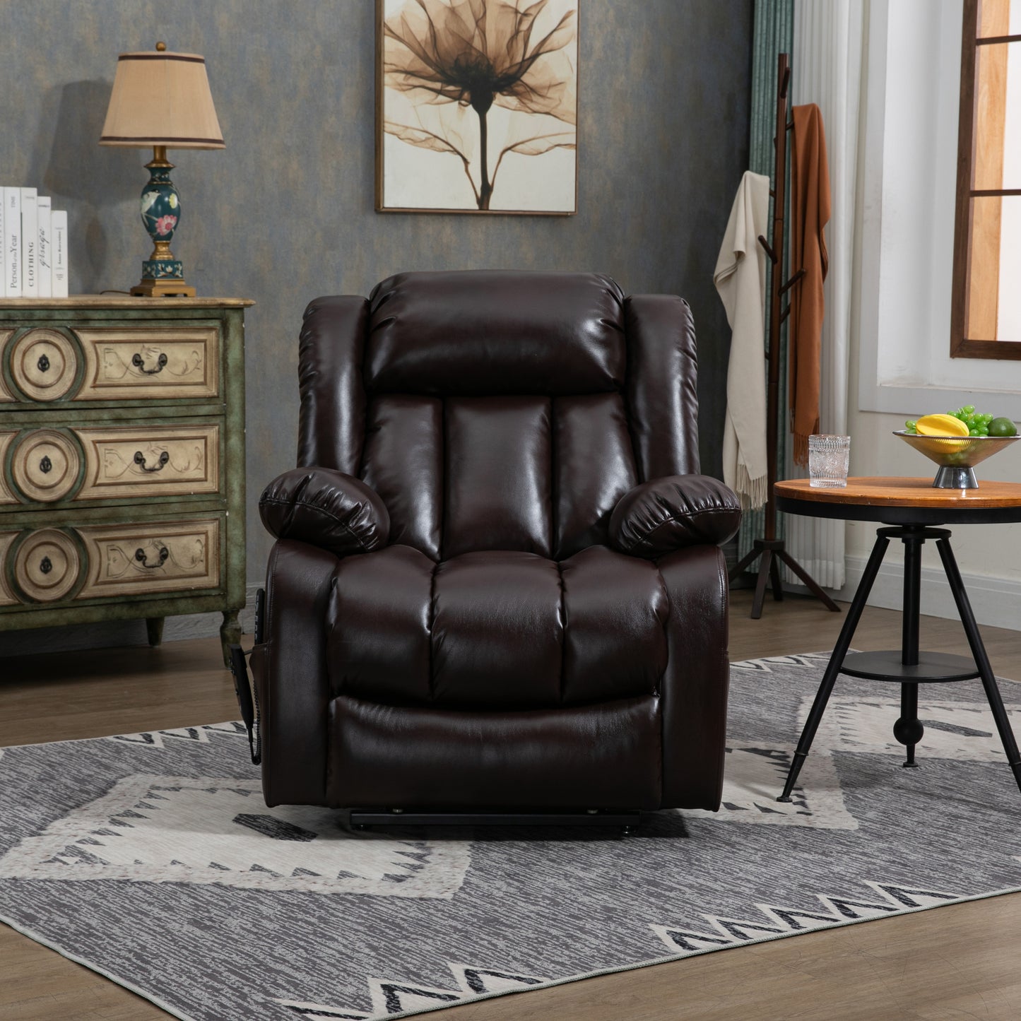 Brown Power Lift Recliner Chair with Massage and Heating