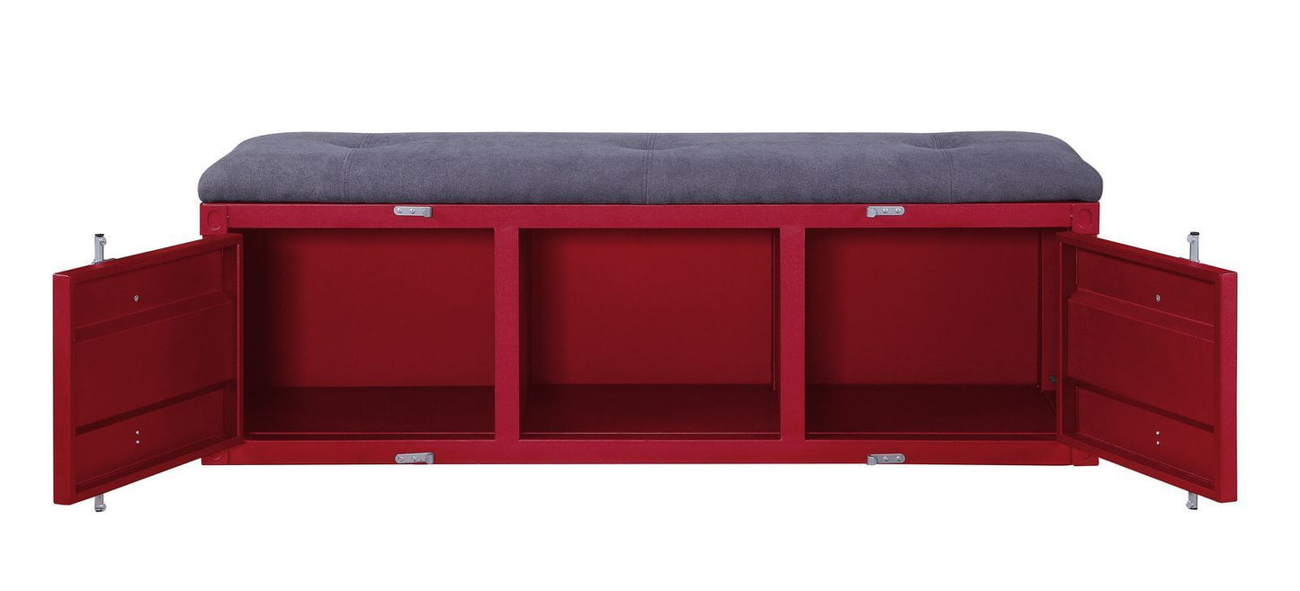 ACME Cargo Bench (Storage), Gray Fabric & Red 35956