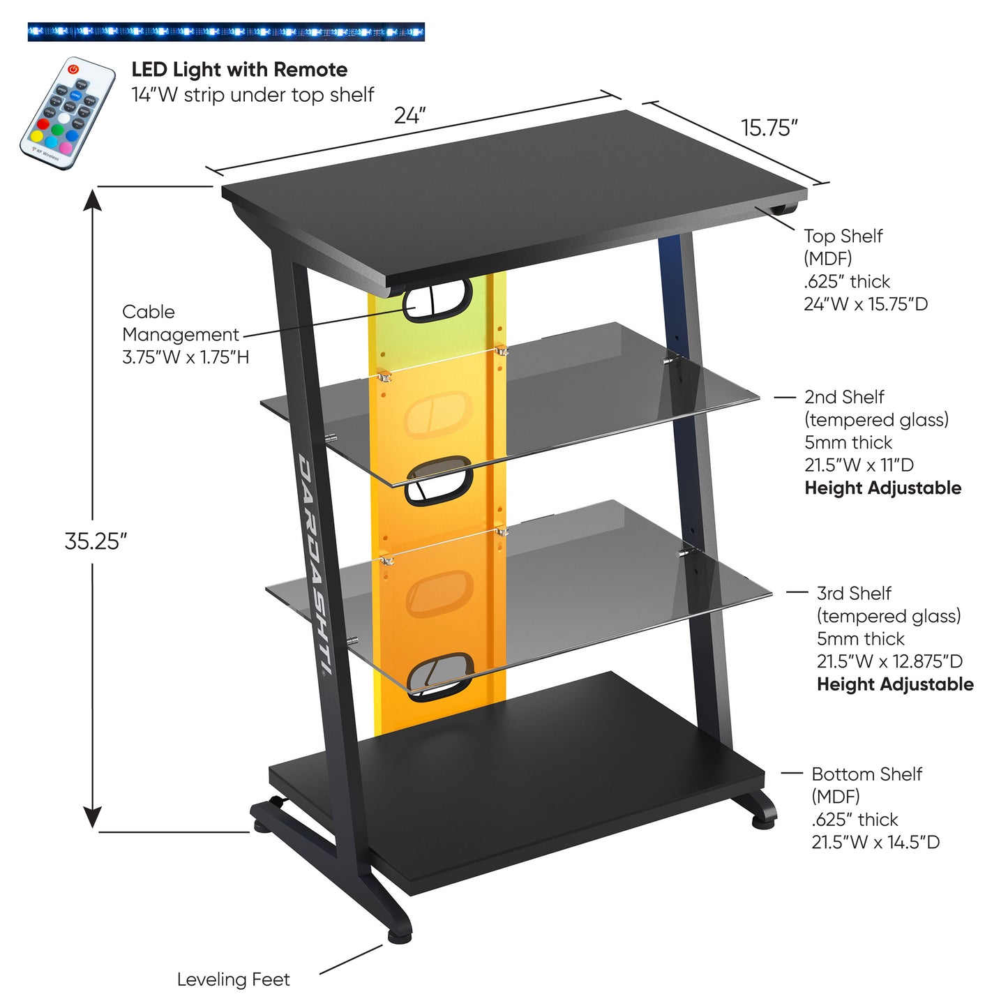 Dardashti Vibrant Yellow Gaming Shelves S1-21