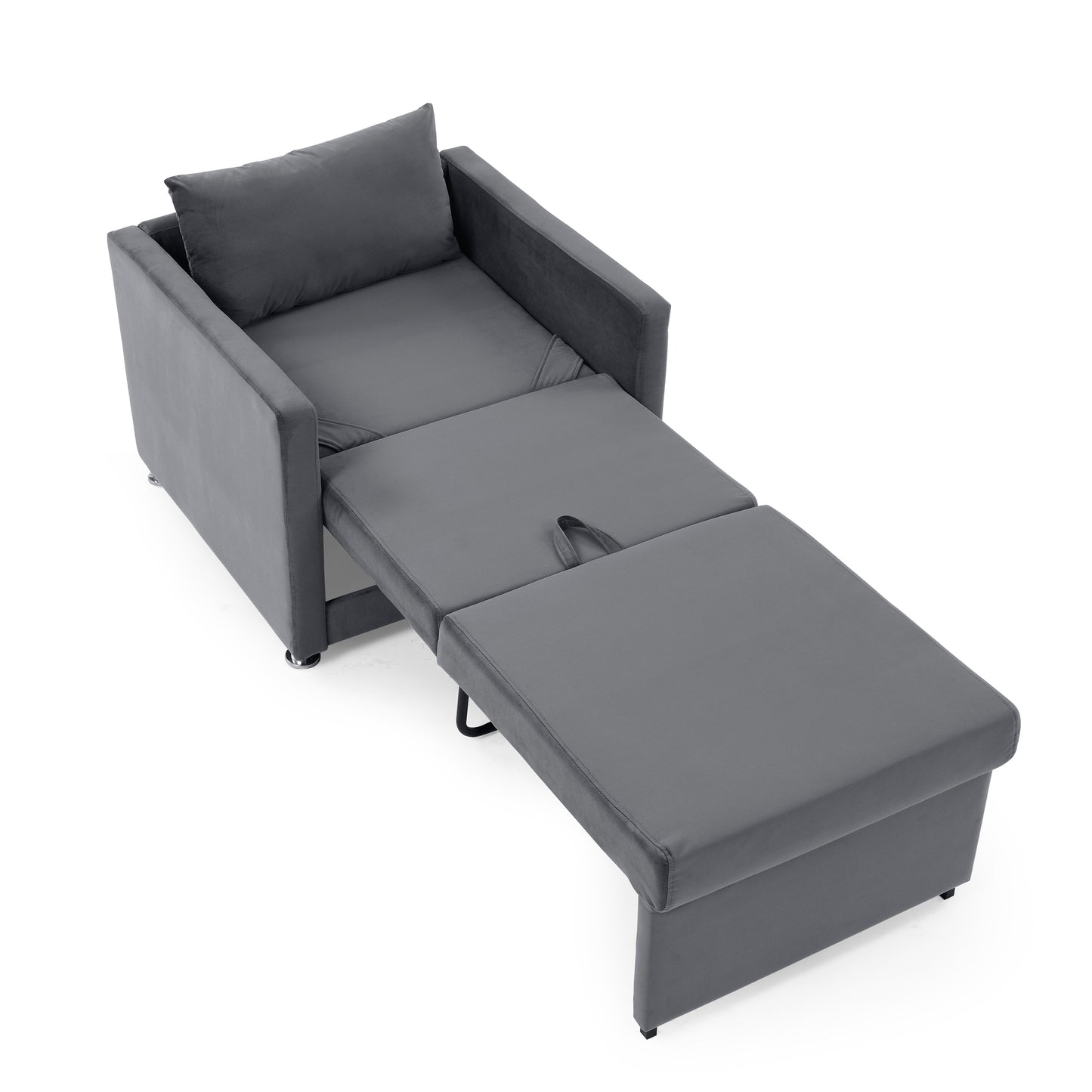 Sofa Bed Chair 2-in-1 Convertible Chair Bed, Lounger Sleeper Chair for Small Space with One Pillow, Grey Velvet