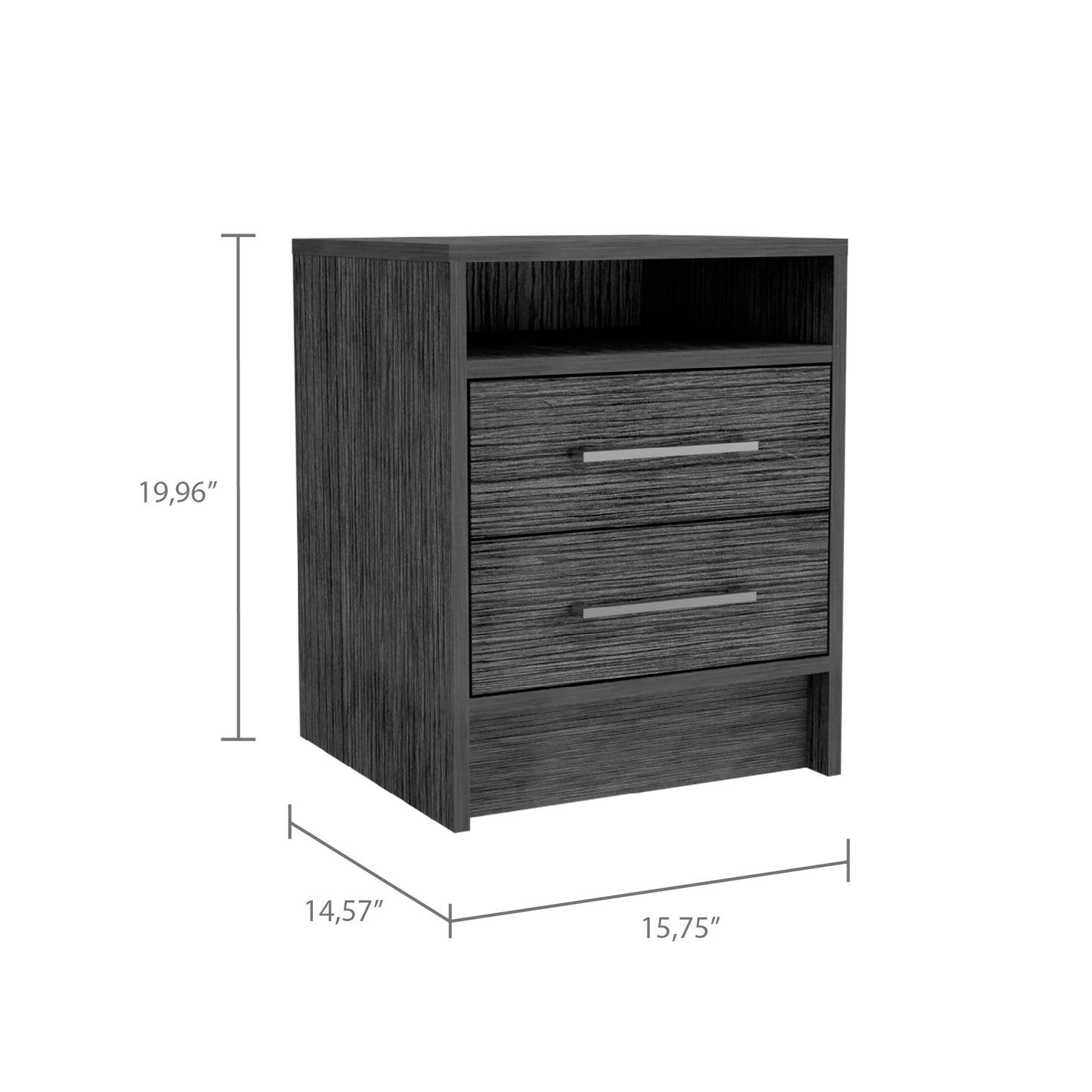 Rowley 2-Drawer 1-Shelf Rectangle Nightstand Smokey Oak