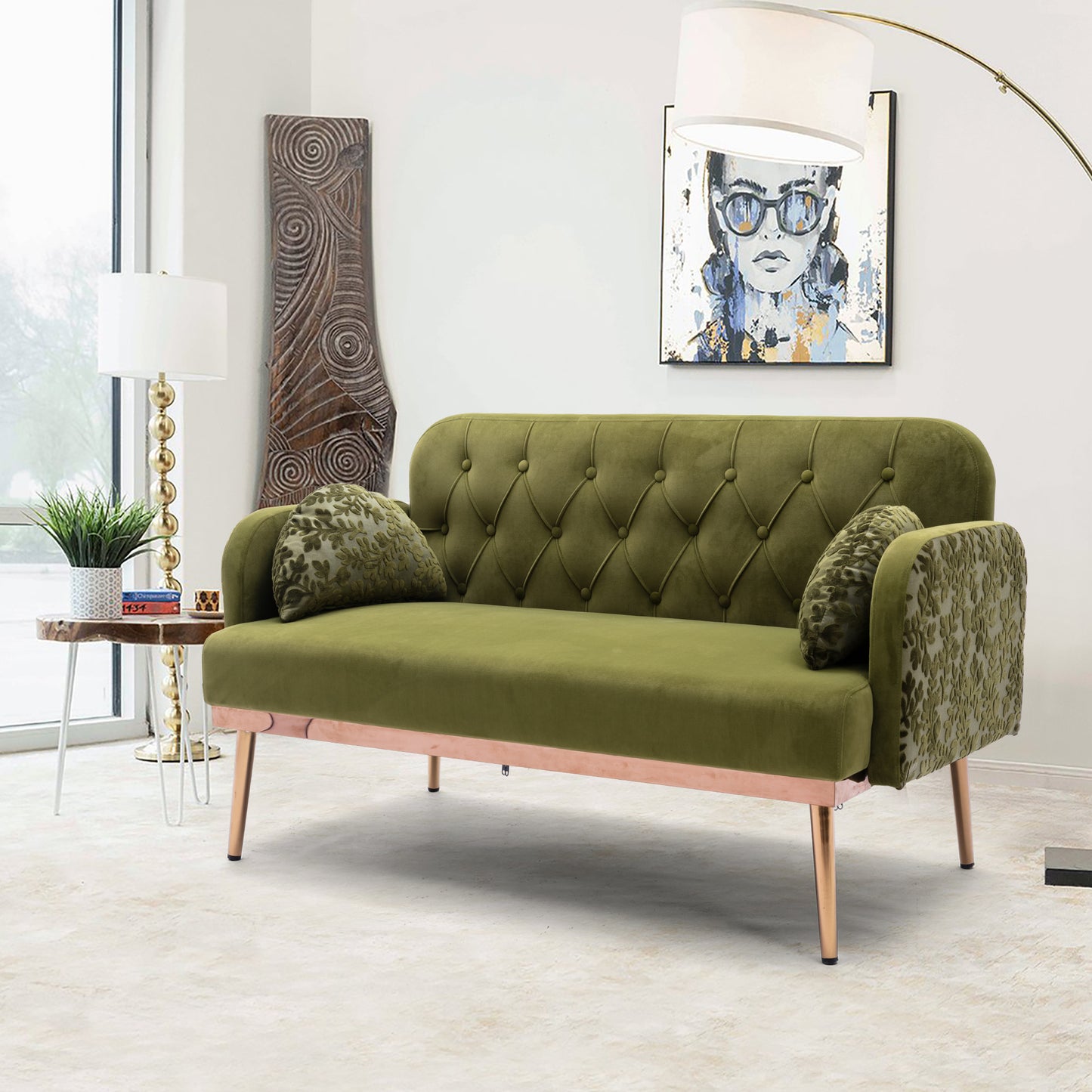 Velvet  Sofa , Accent sofa .loveseat sofa with metal feet