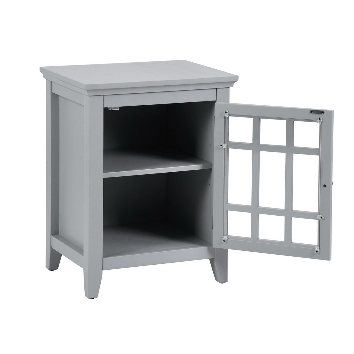 Bedroom Small Bedside Table/Night Stand with Open door Storage Compartments, grey