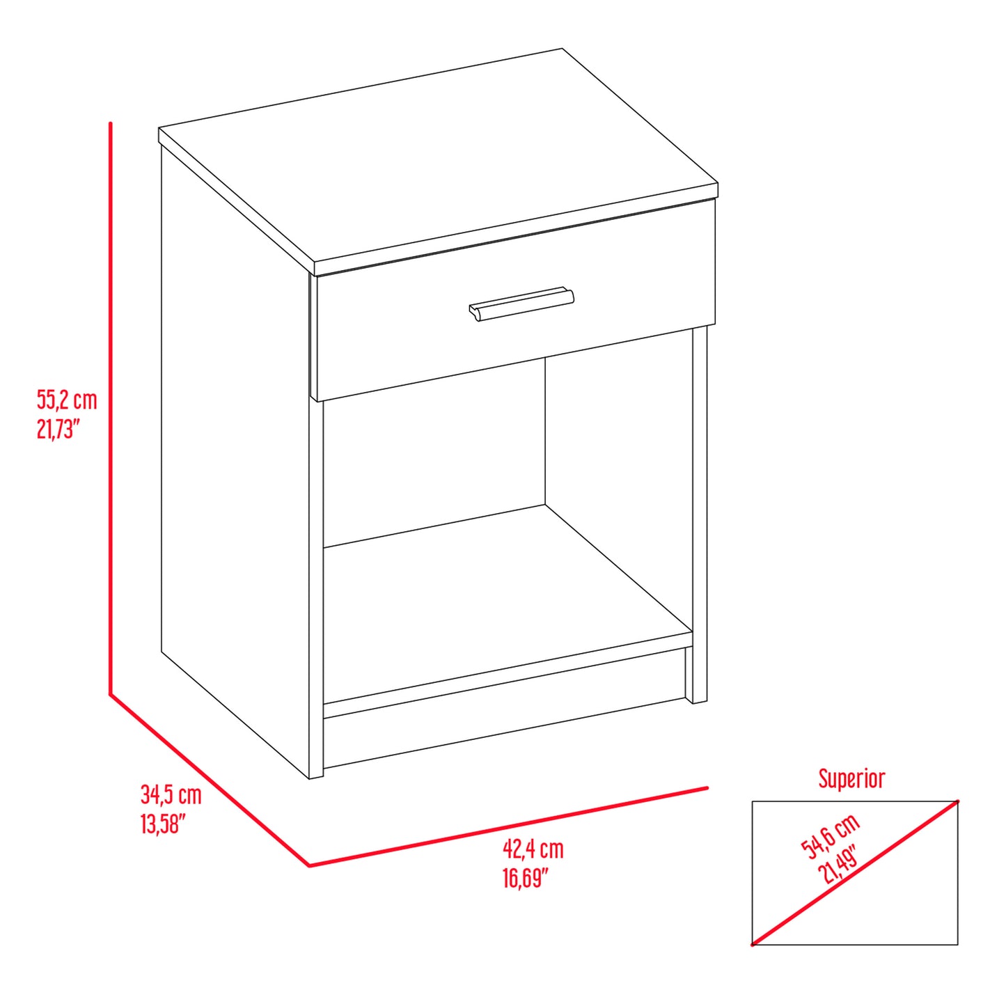 Merimac 1-Drawer 1-Shelf Nightstand White