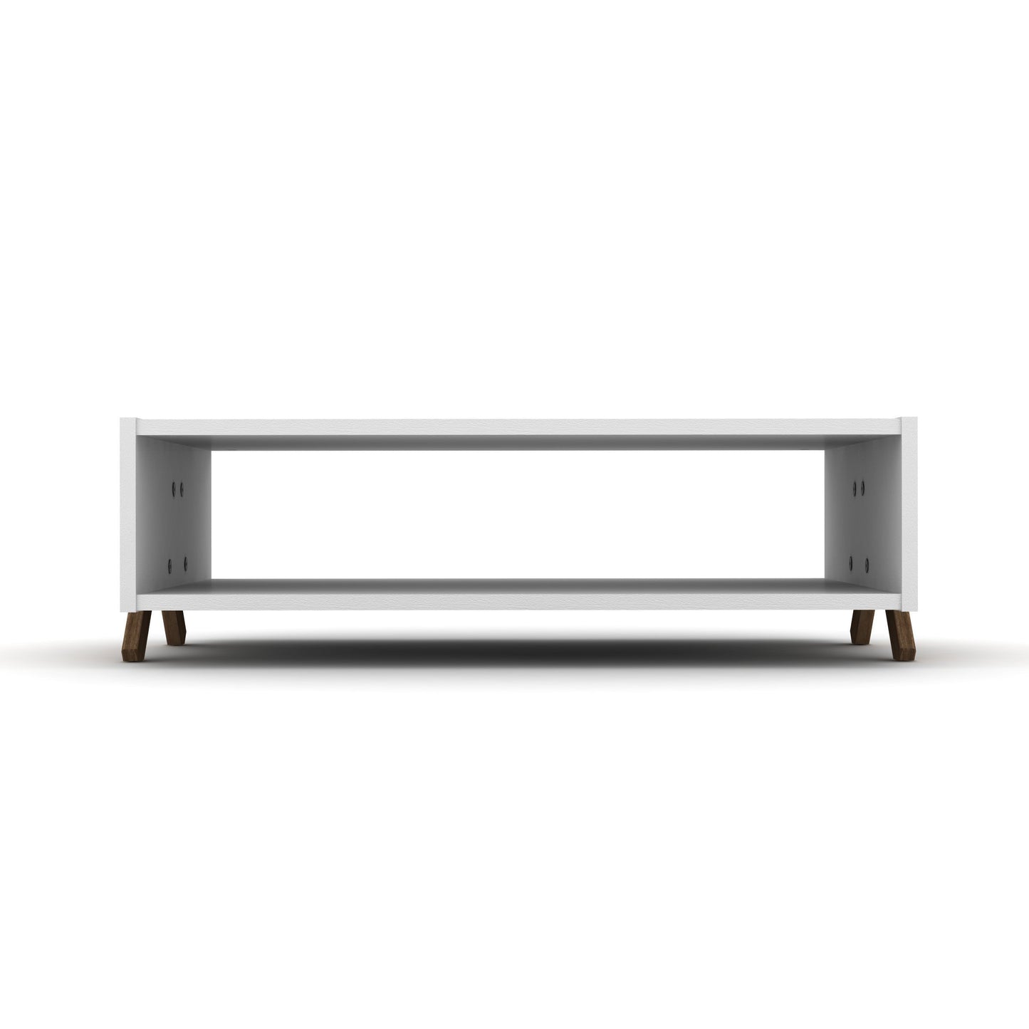 HT Design Kipp Modern Wooden Coffee Table with Cross Legs and Interior Storage Shelf