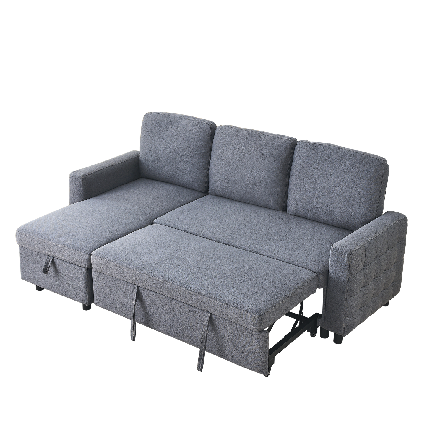 FX 78.8" Reversible Sleeper Combo Sofa with Pullout Bed, Comfortable Linen L-Shaped Combo Sofa Sofa Bed, Living Room Furniture Sets for Tight Spaces