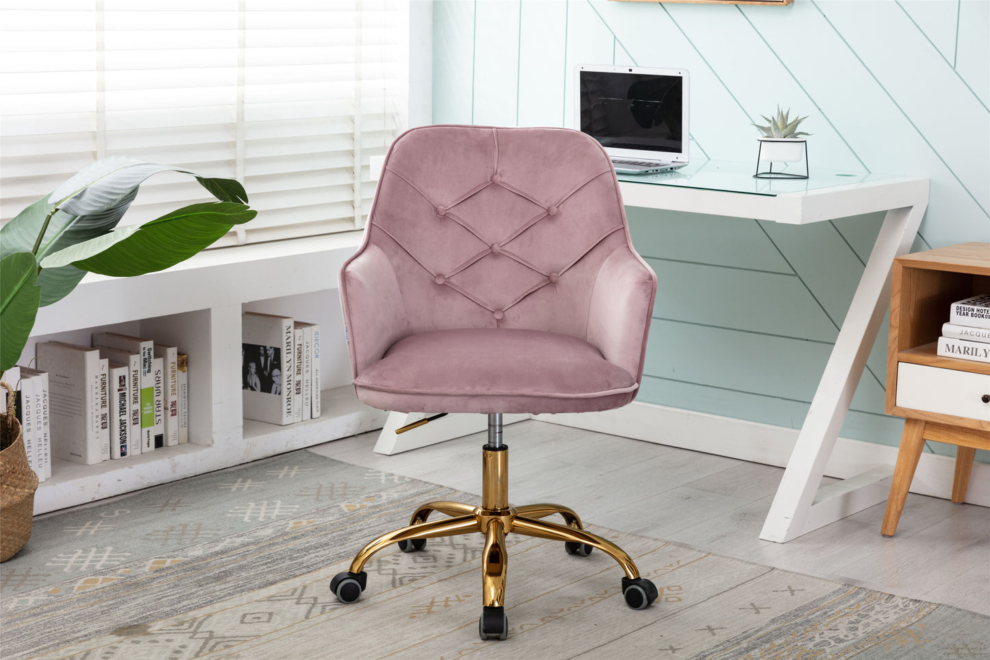 Velvet Swivel Shell Chair for Living Room ,Office chair , Modern Leisure Arm Chair  brush color