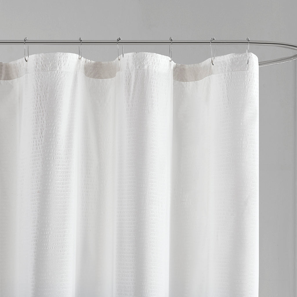 Ombre Grey Seersucker Shower Curtain by Madison Park Ara