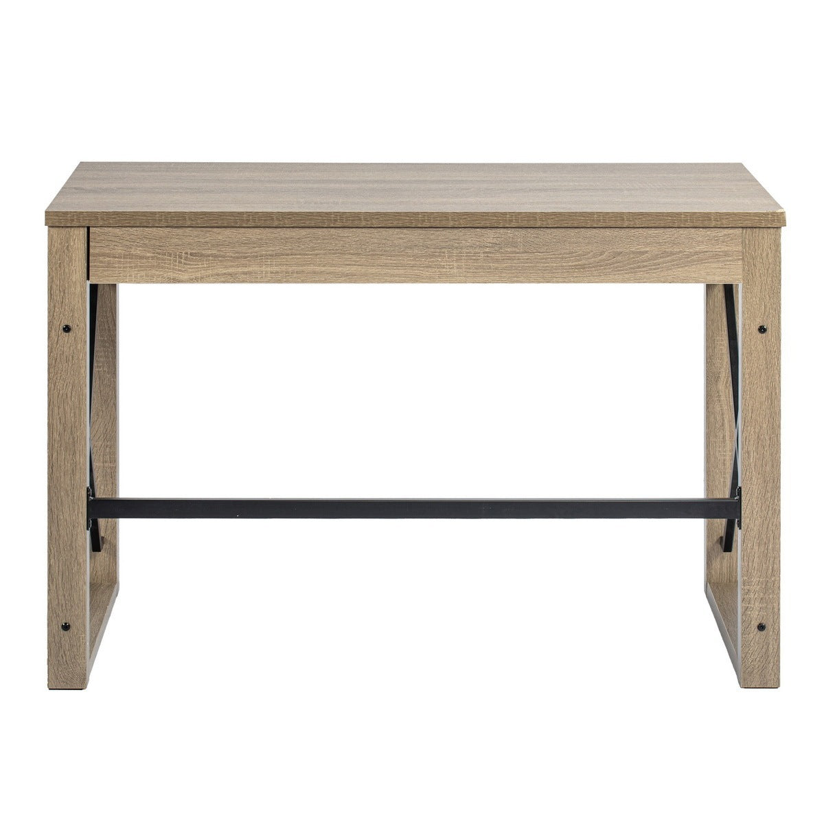 Sturdy Industrial Computer Desk with Drawer - Natural Wood Finish, 44.1 x 20.1 x 30.1