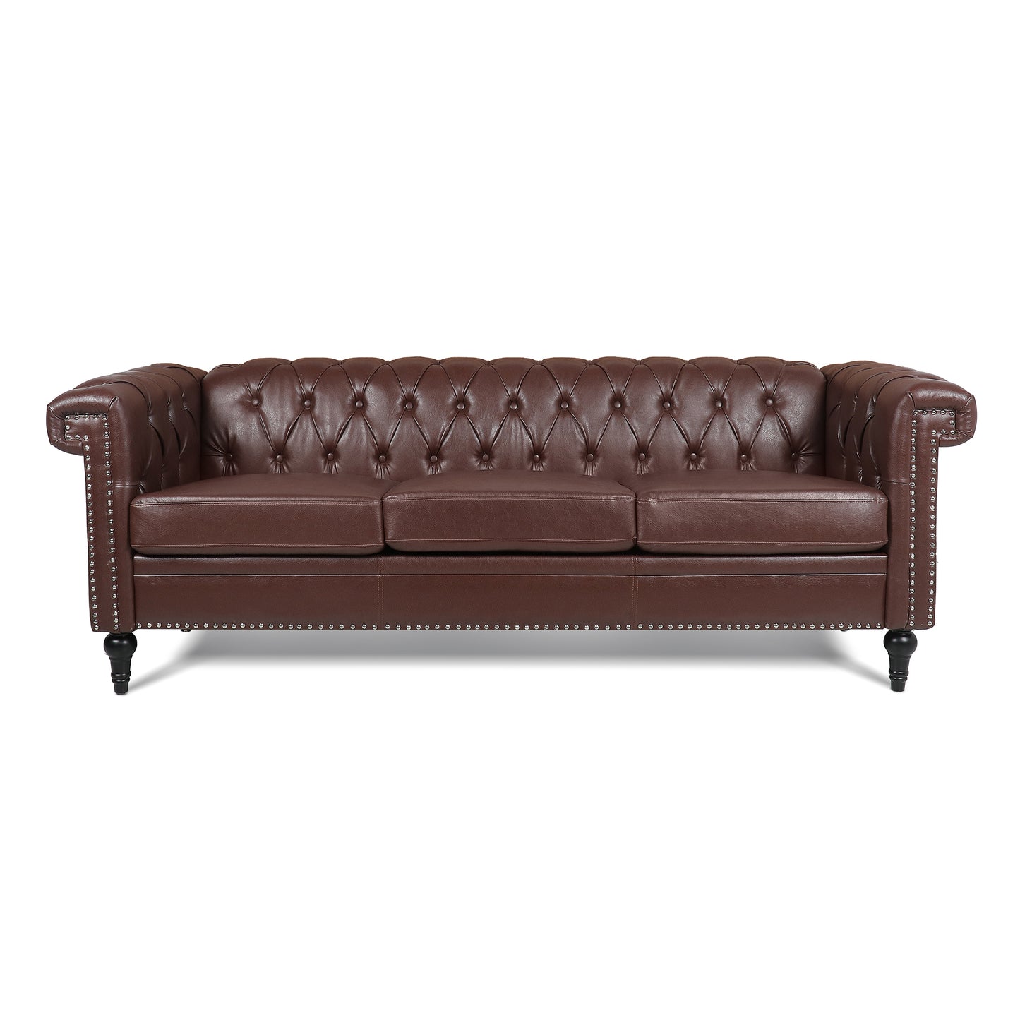 83.66 Traditional Square Arm 3-Seater Sofa with Removable Cushion for Comfort and Style