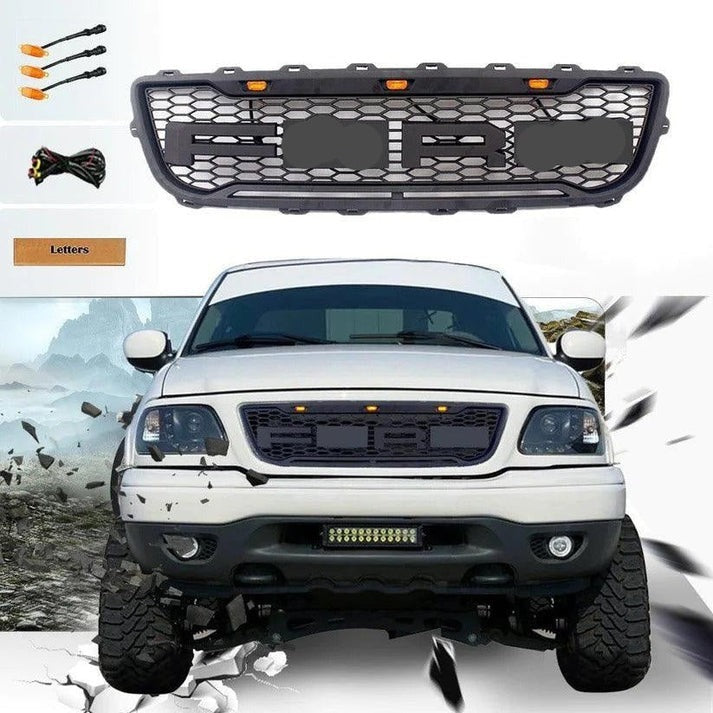 Matte Black Front Grill with LED Lights for 1999-2003 Ford F150 Raptor Style