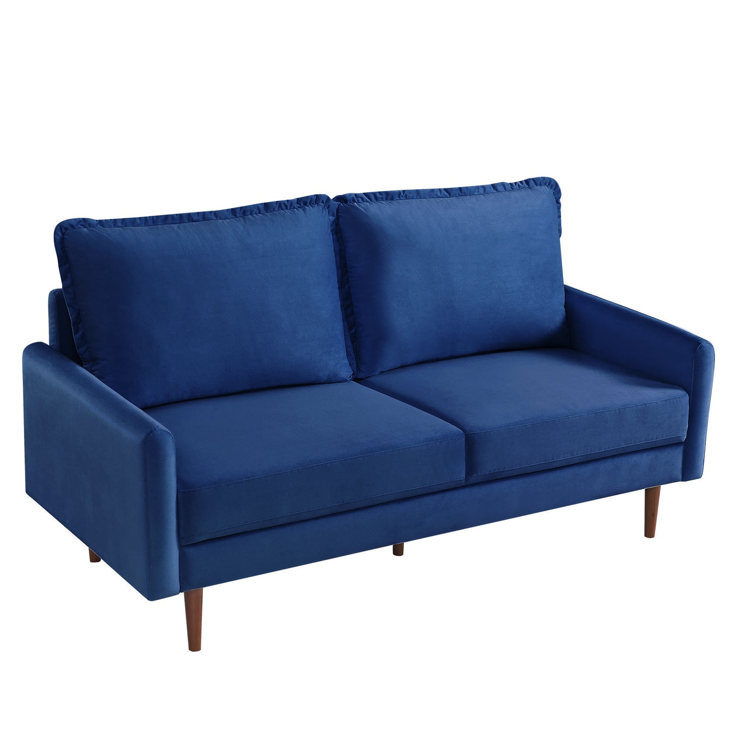 69” Classic Blue Velvet Upholstered Sofa with Mid-Century Design