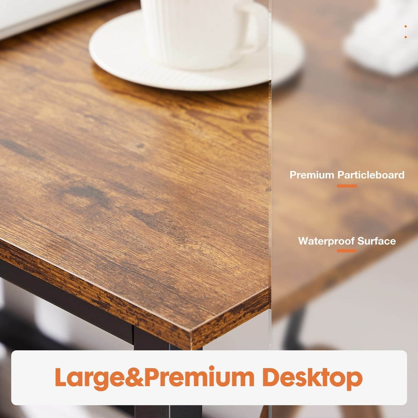 55-Inch Stylish Brown Office Desk with Ample Storage and Iron Hook