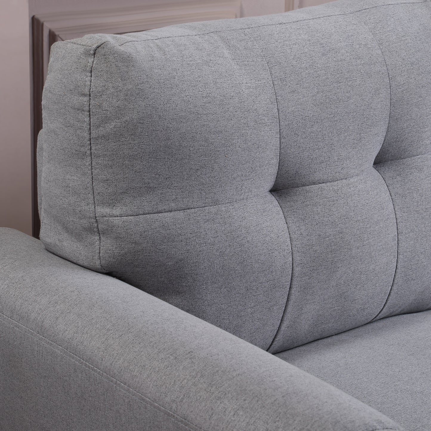 35 Light Grey-Blue Linen Upholstered Modern Armchair