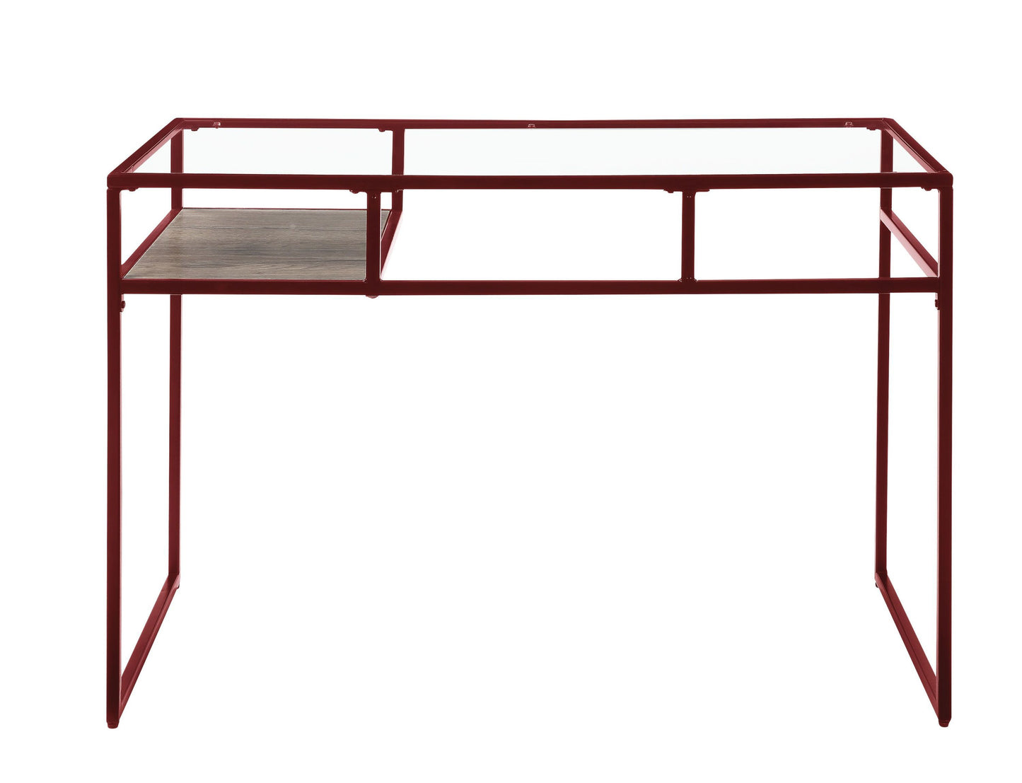 Yasin Red Glass Industrial Desk