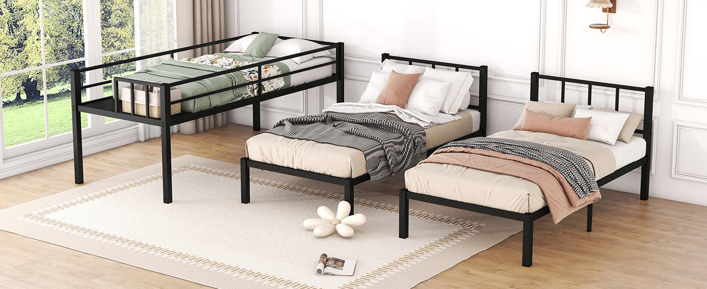 Convertible Metal Triple Bunk Bed with Flexible Sleeping Options