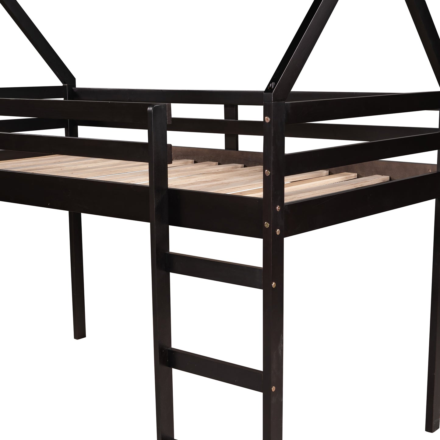 Twin Size Loft Bed with Slide, House Bed with Slide,Espresso( :WF281158AAP)