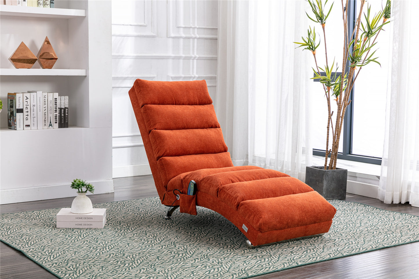 Linen Chaise Lounge Indoor Chair, Modern Long Lounger for Office or Living Room