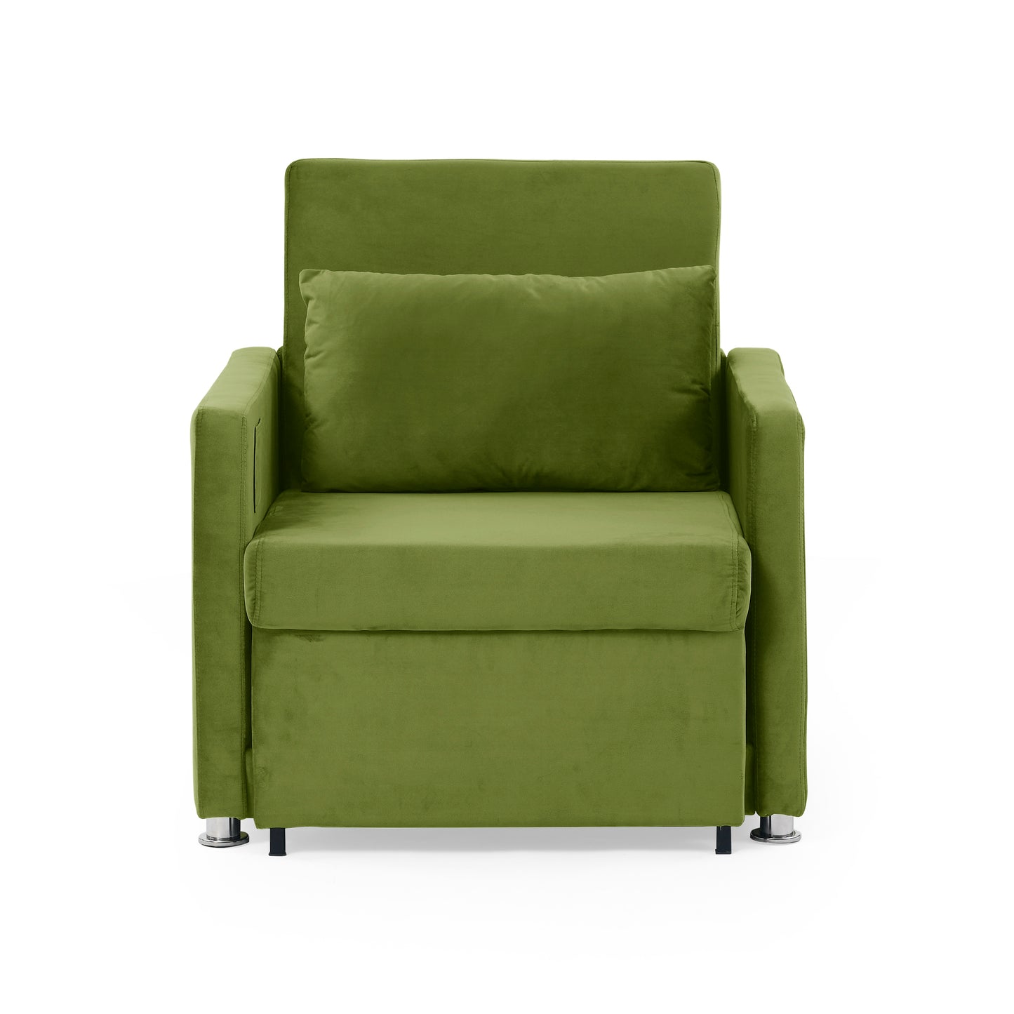 Sofa Bed Chair 2-in-1 Convertible Chair Bed, Lounger Sleeper Chair for Small Space with One Pillow, Green Velvet