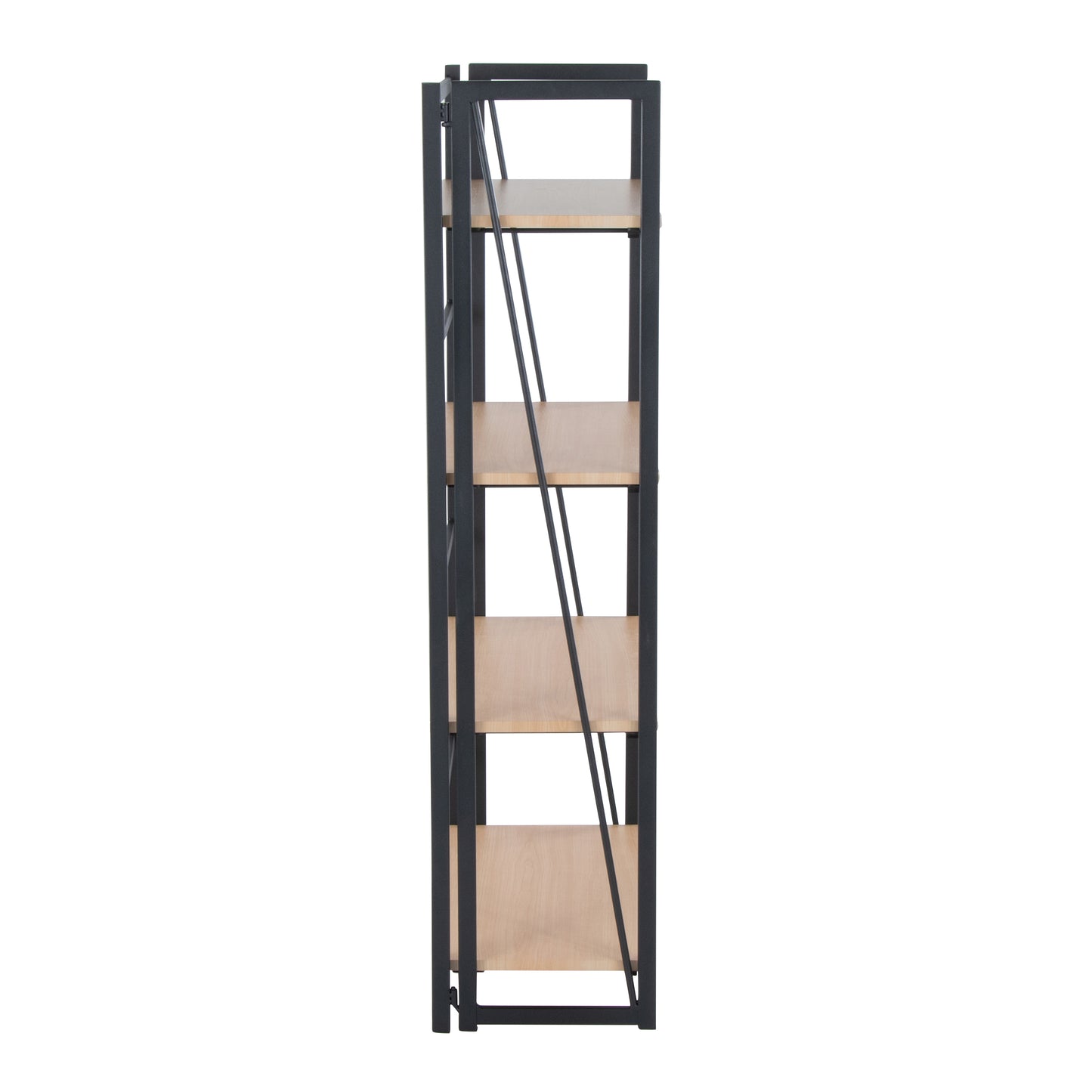 Dakota Contemporary Bookcase in Black Painted Metal and Natural Wood by LumiSource