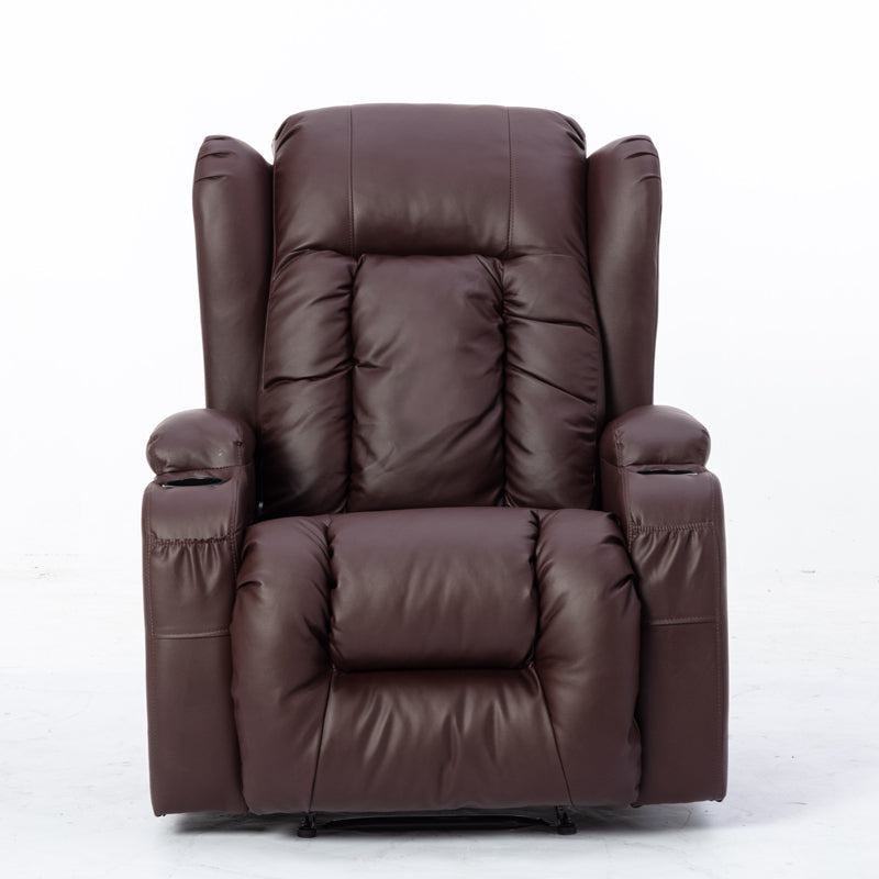 Ultimate Comfort Brown PU Recliner Chair with Eight-Point Massager and Heat Function