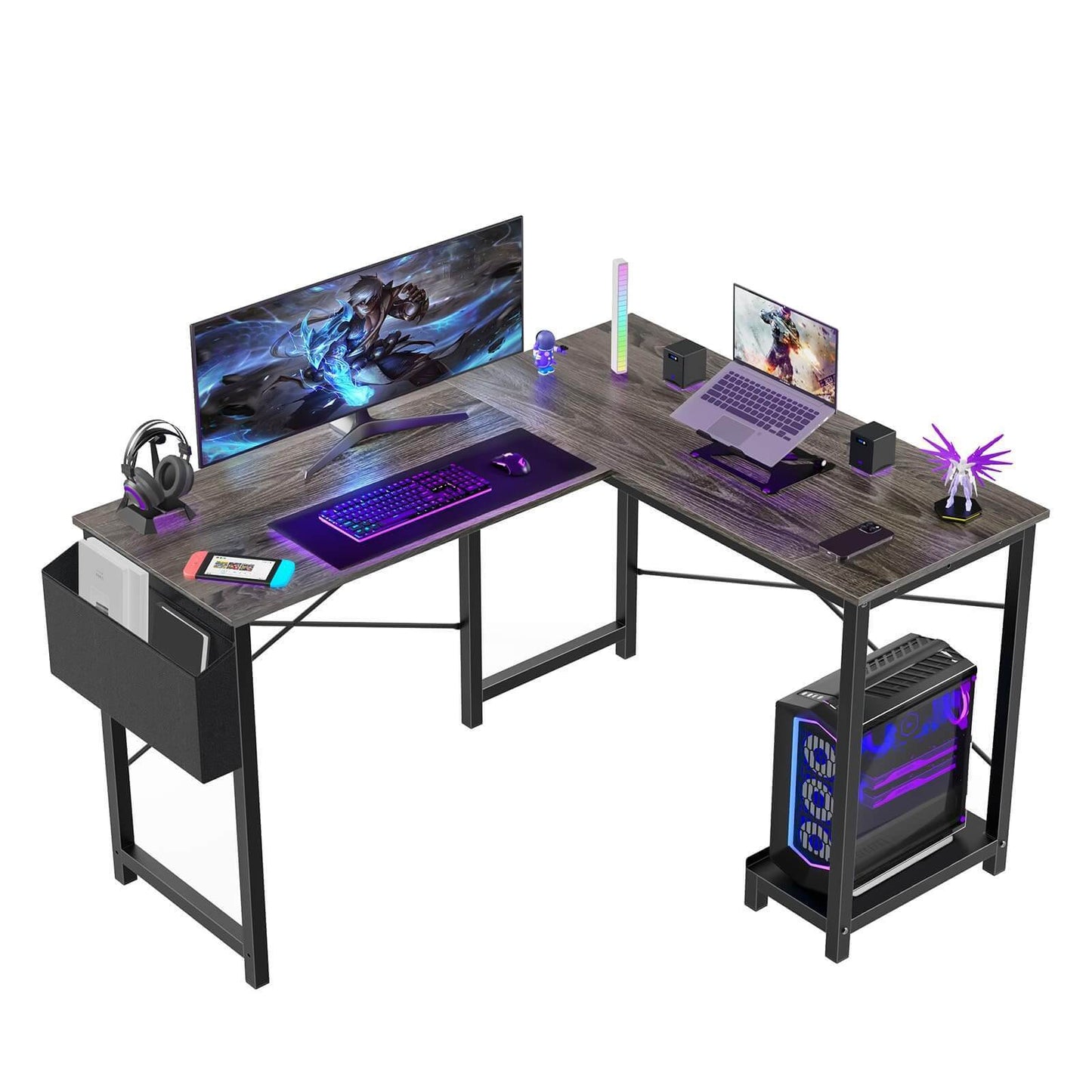 Gray Modern Modular L Shaped Gaming Desk