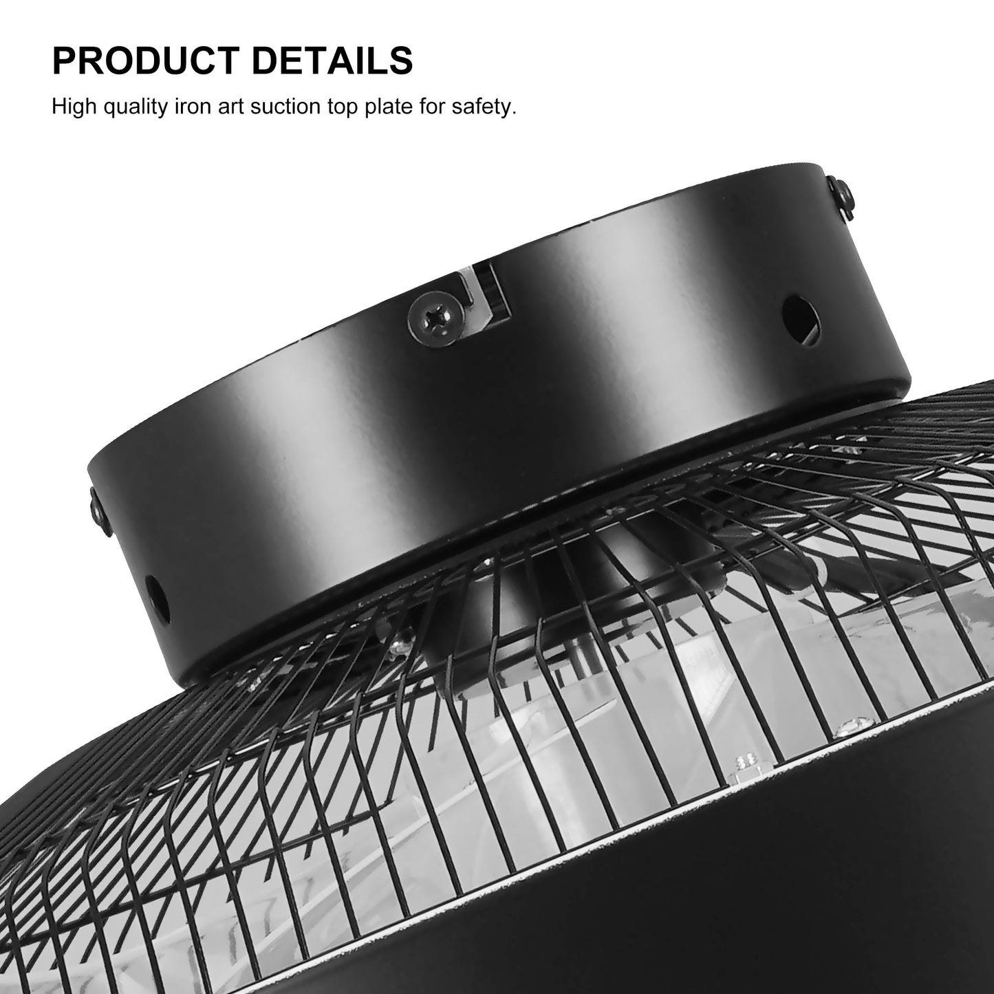 20-inch Modern Enclosed Bladeless Ceiling Fan With Lights (Black)