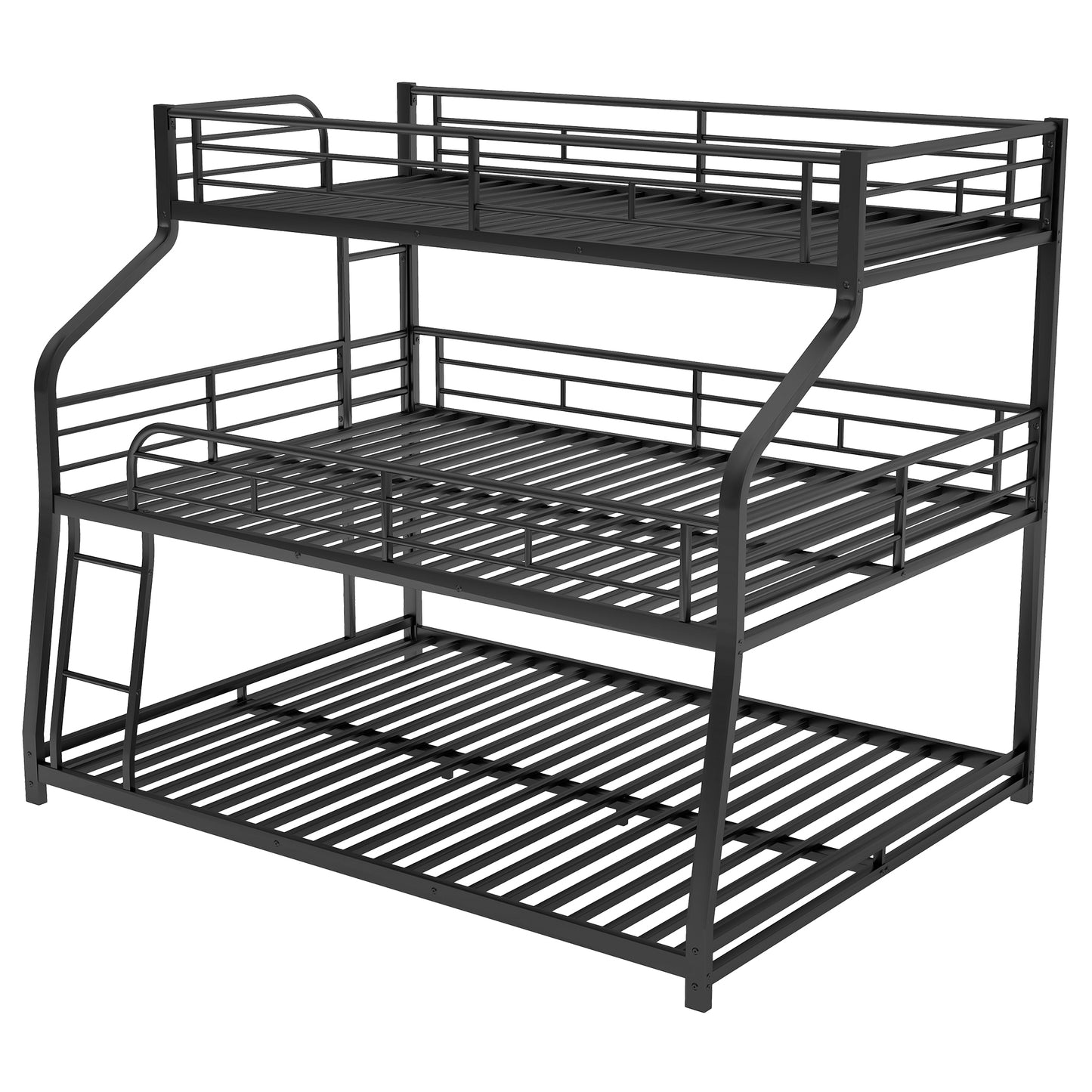 Modern Black Metal Triple Bunk Bed with Multiple Size Options and Innovative Safety Features