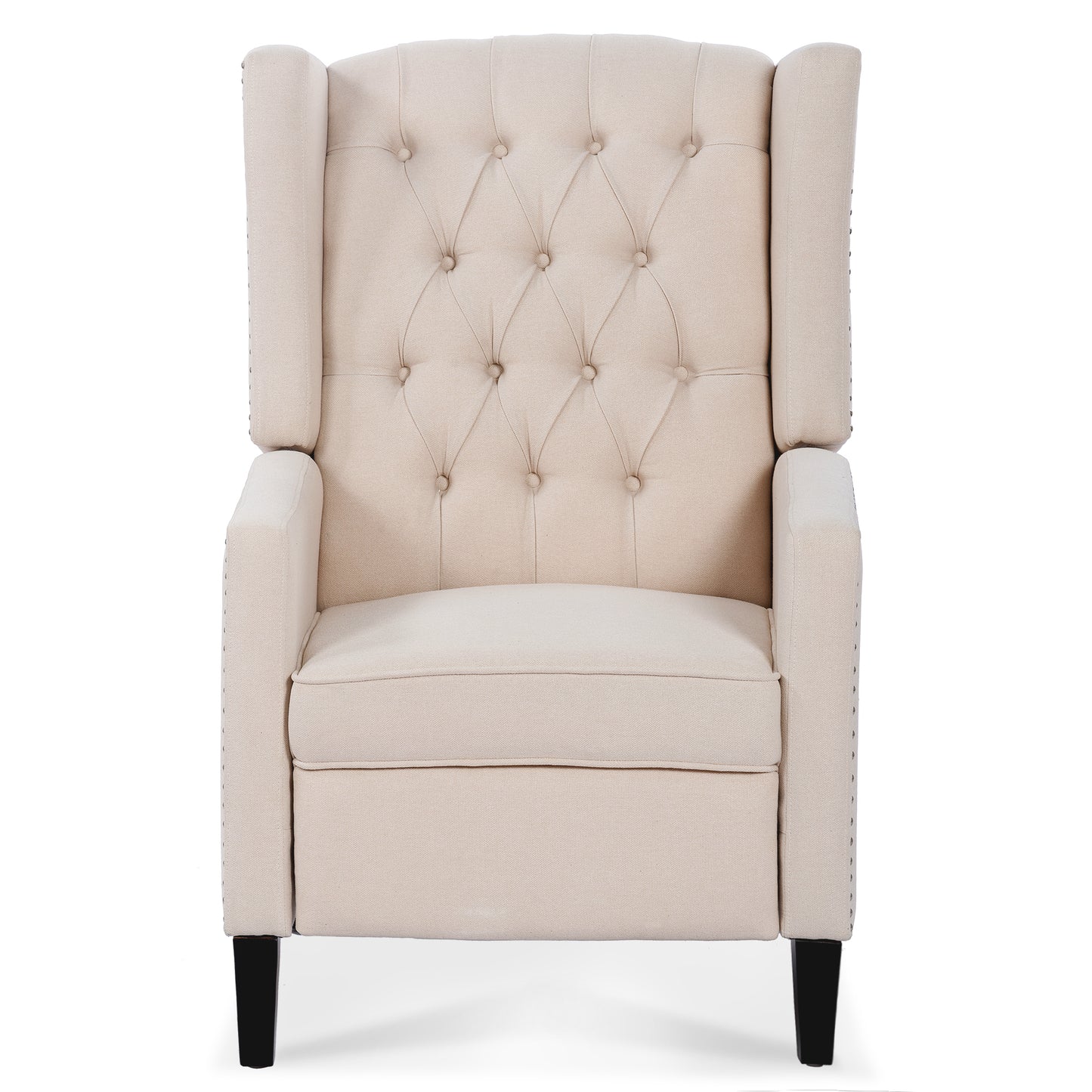 Beige Fabric Wing Chair Recliner with High Backrest - 27.16 Wide