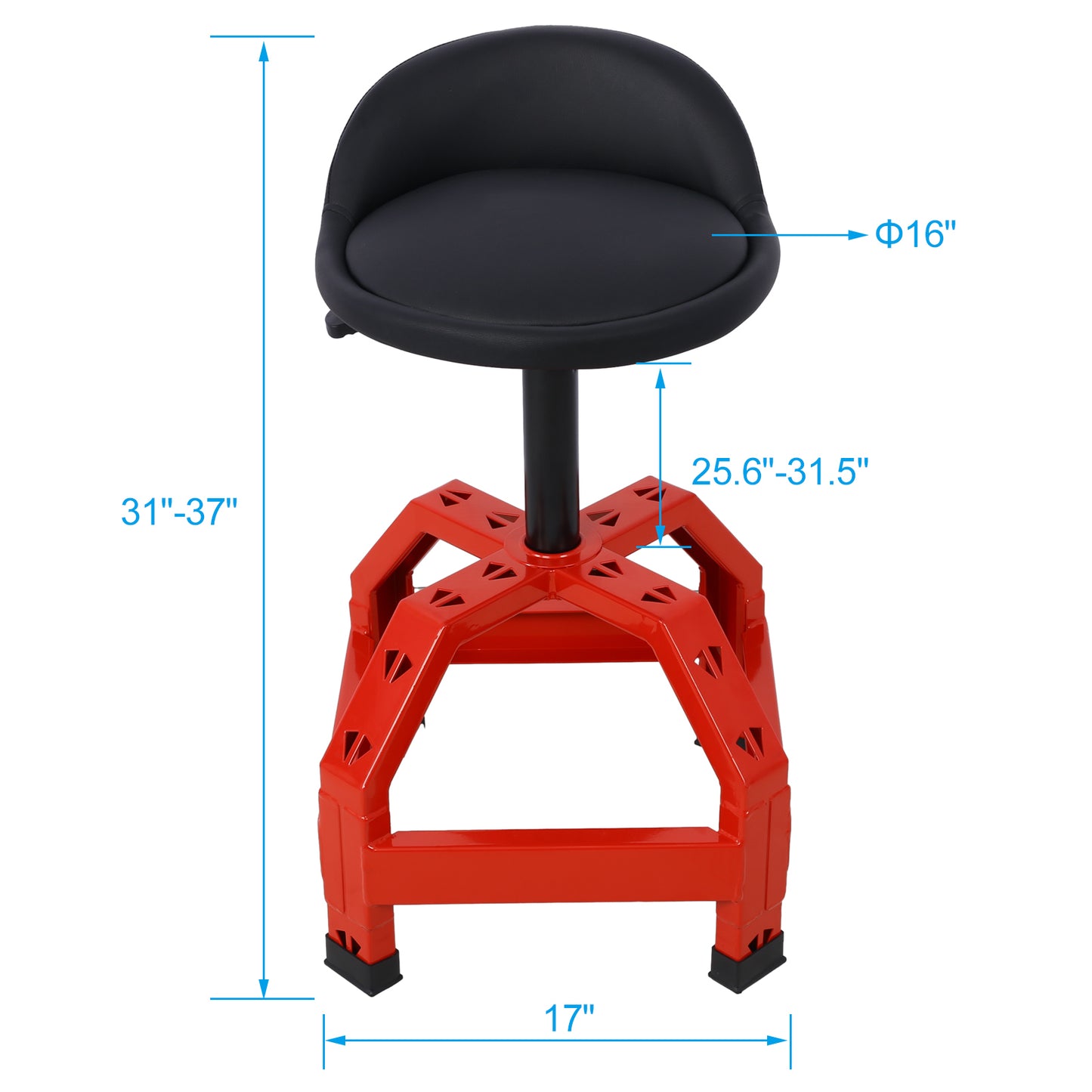 Pneumatic 360 Degree Swivel Stool, Mechanics Rolling Creeper Seat, Heavy Duty  Mechanics Stool, red