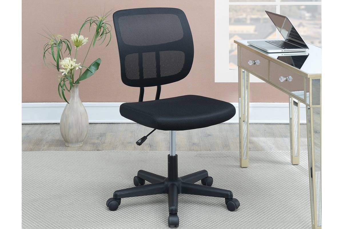 Elegant Design 1pc Office Chair Black Mesh Desk Chairs wheels Breathable Material Seats