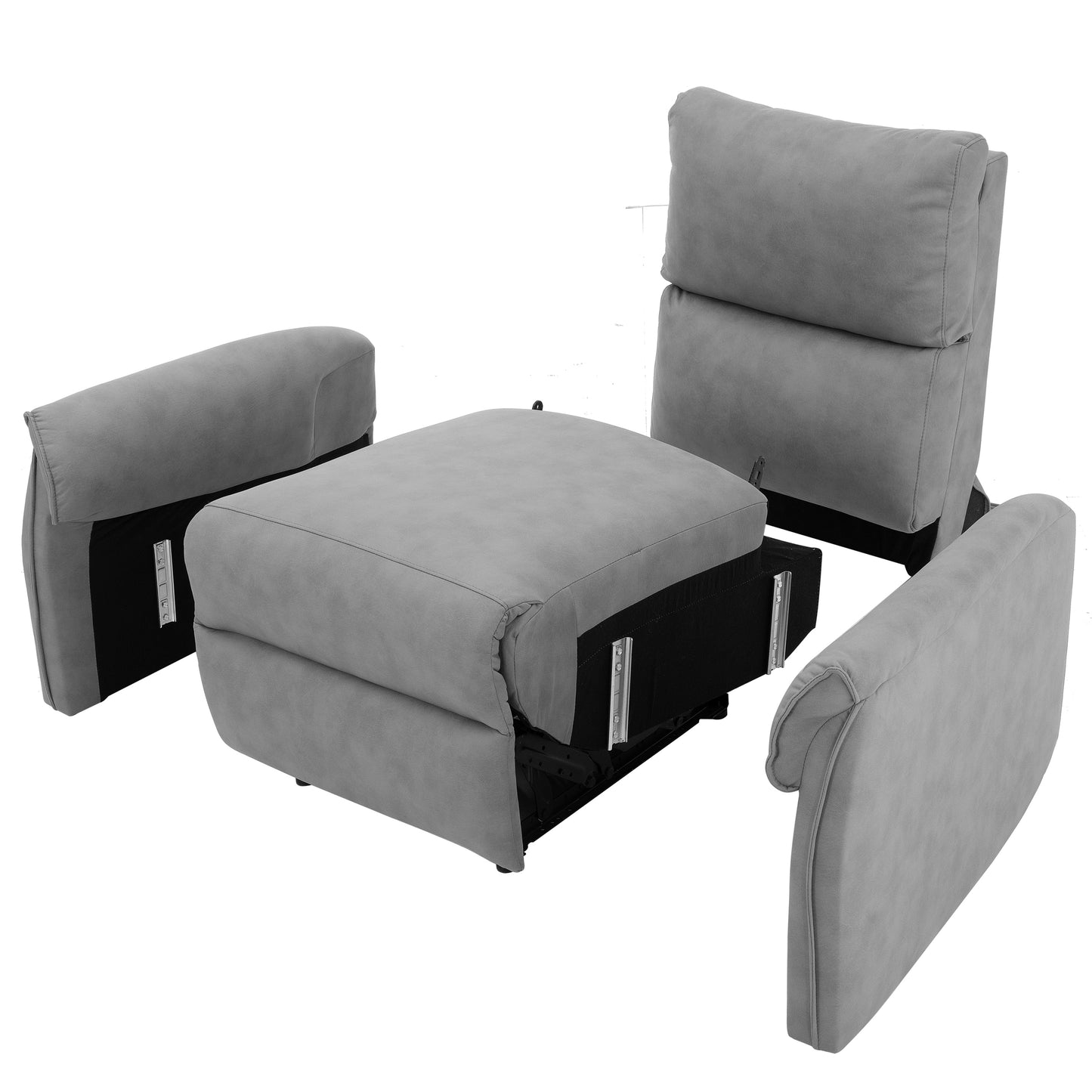 Electric Power Recliner Chair with USB Charging Ports and Side Control Button, Gray