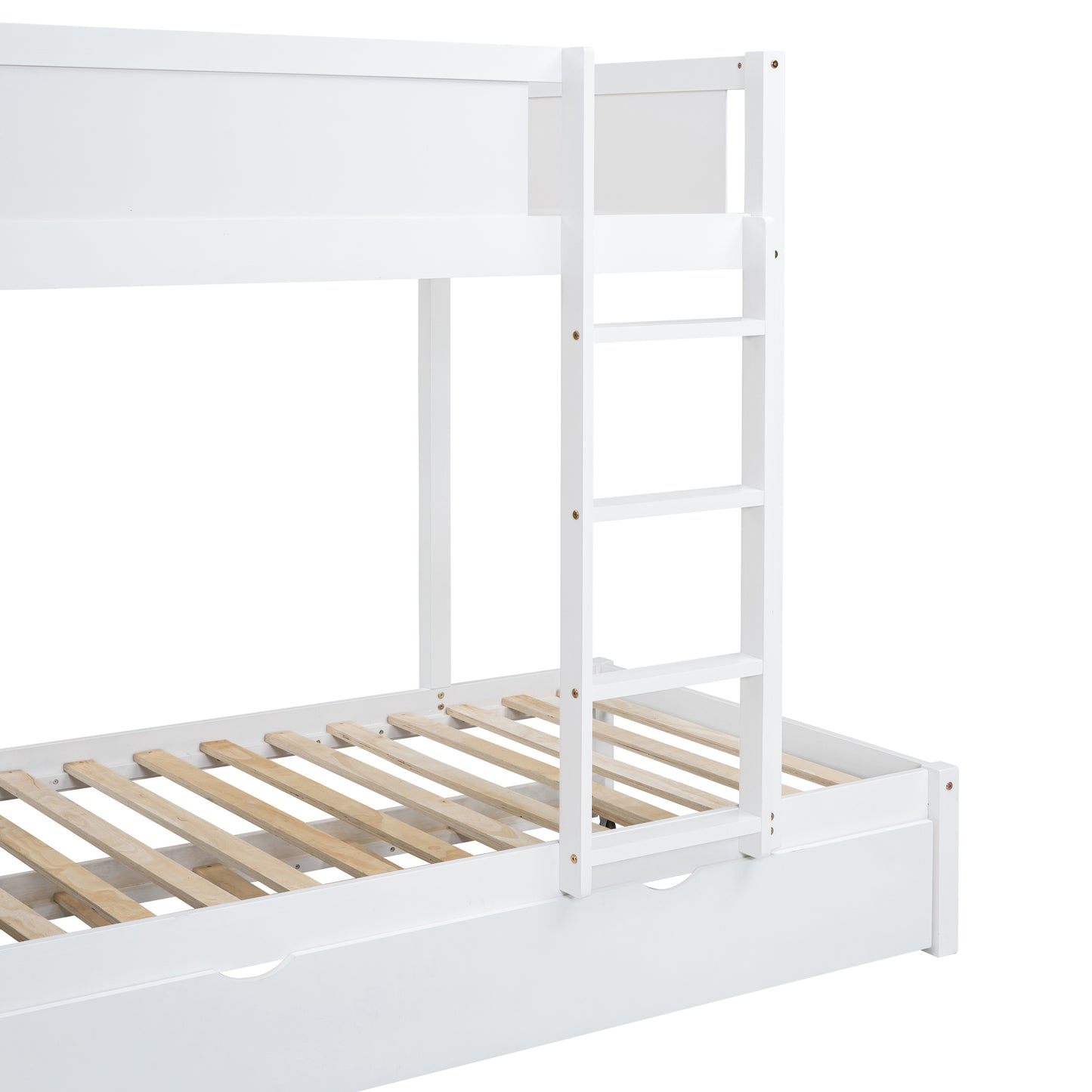 Twin Loft Bed with Trundle, Storage, Desk, and USB Outlets, White