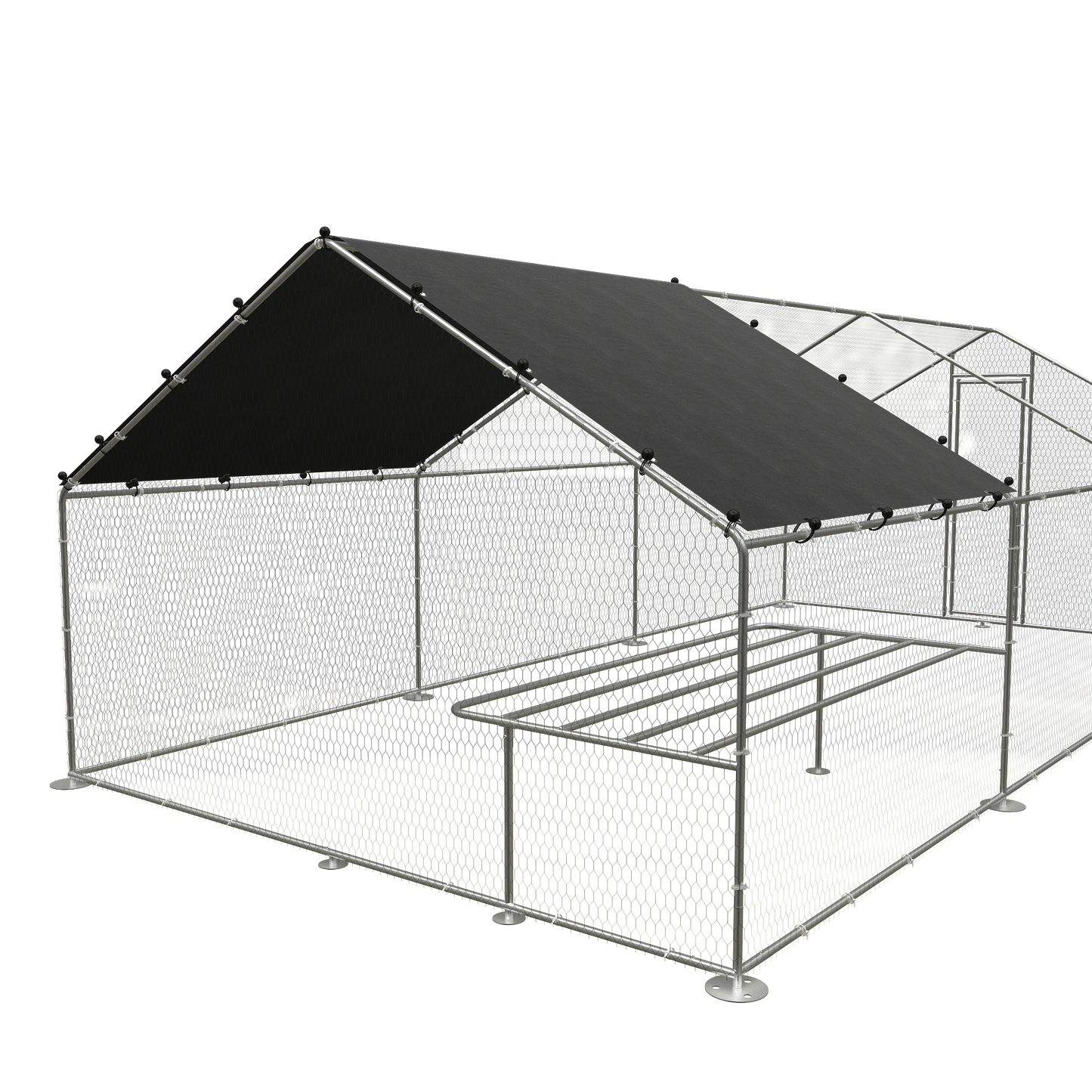 Large metal chicken coop, walk-in chicken coop, galvanized wire poultry chicken coop, rabbit duck coop with waterproof and UV protection cover for outdoor, backyard and farm. 9.8' W x 19.7' D x 6.6' H