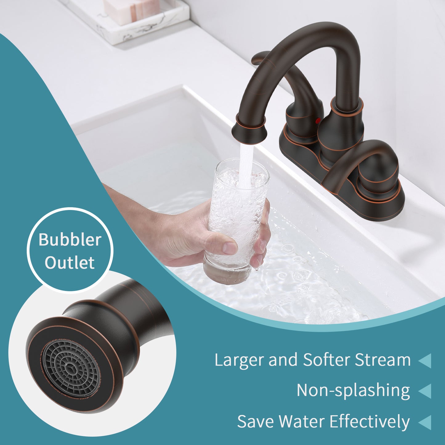 Oil Rubbed Bronze Crescent Moon Style Faucet with 360 Degree Rotating Spout