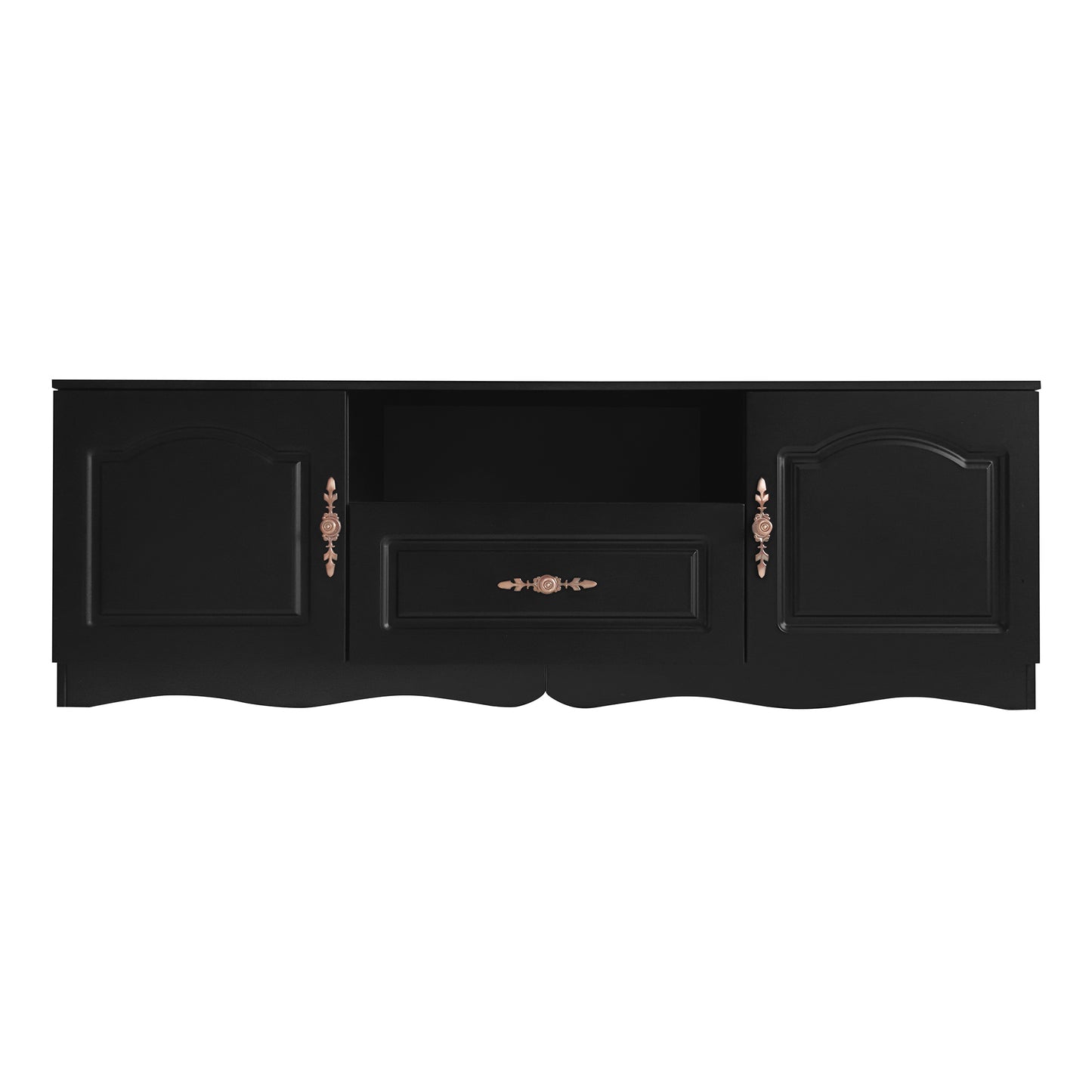 Elegant Black TV Stand with Storage for 60+ Inch TV, Modern Console Cabinet Furniture