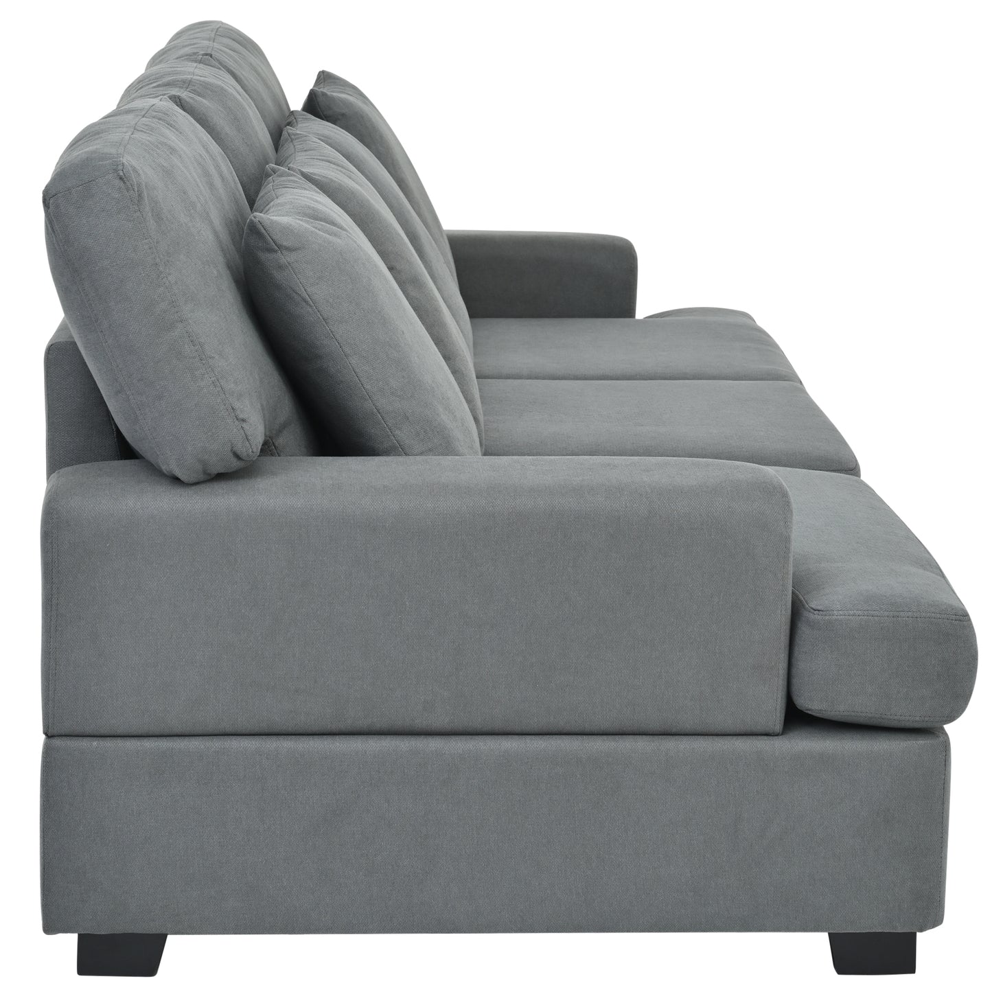 U_STYLE 3 Seat Sofa with Removable Back and Seat Cushions and 4 Comfortable Pillows