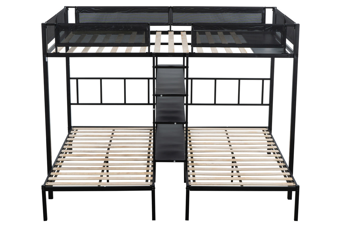 Metal Bunk Bed with Three Tiers Shelves