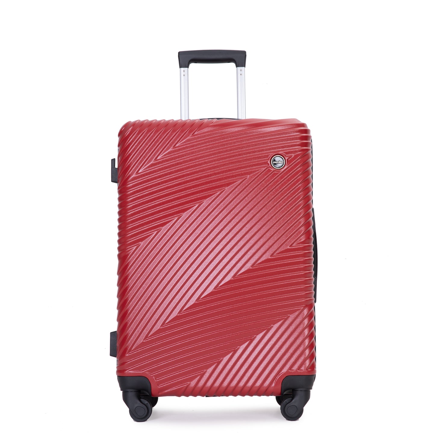 3 Piece Luggage Sets PC+ABS Lightweight Suitcase with Two Hooks, Spinner Wheels, (20/24/28) Red