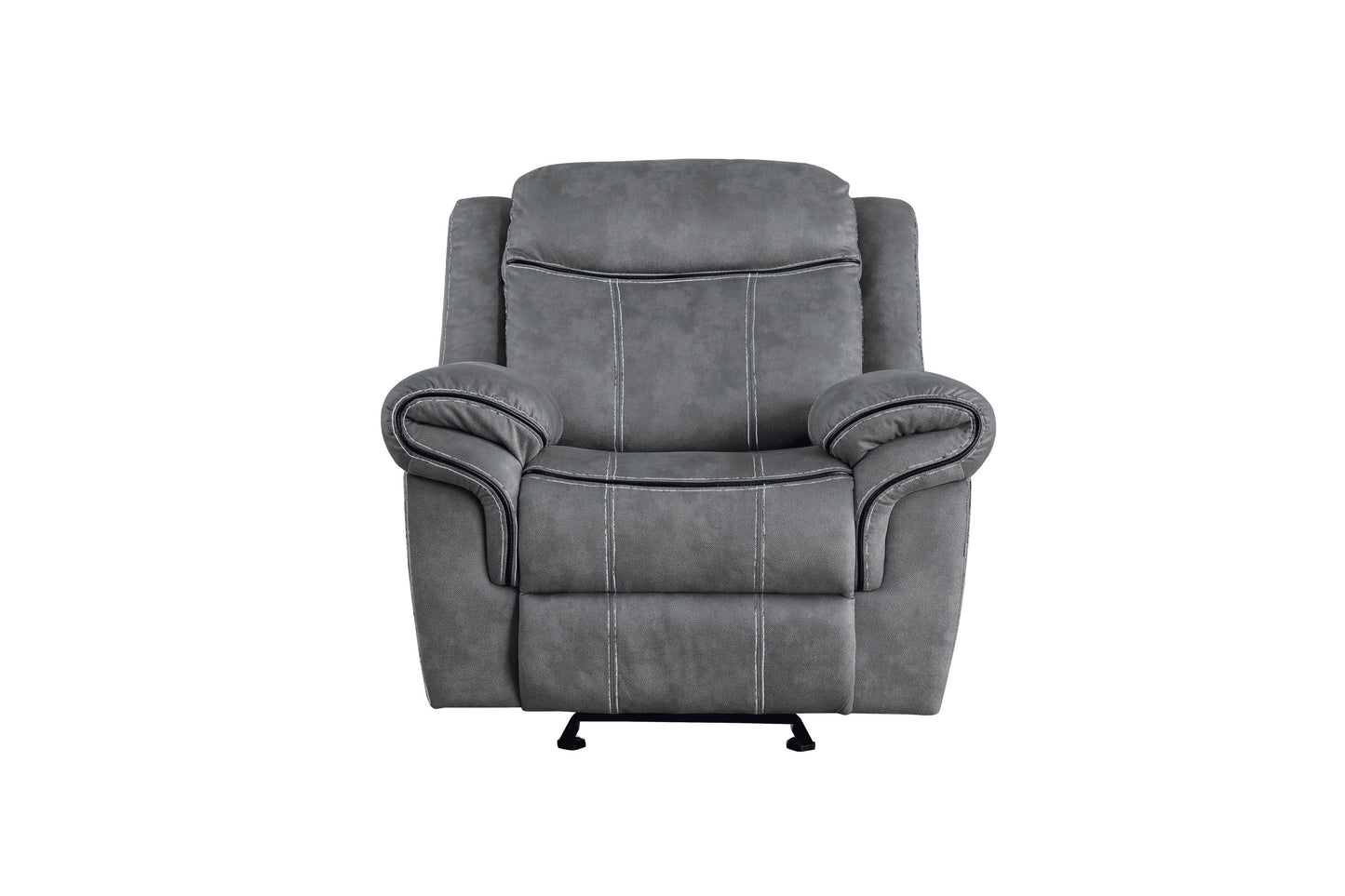 Luxurious Two-Tone Gray Velvet Glider Recliner with Pillow Top Armrest