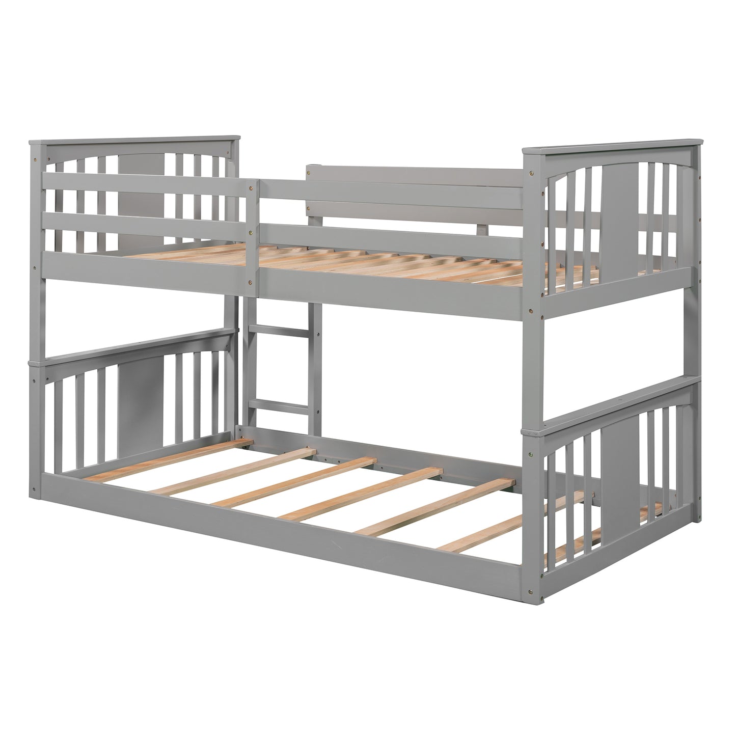 Gray Twin Bunk Bed with Built-in Ladder