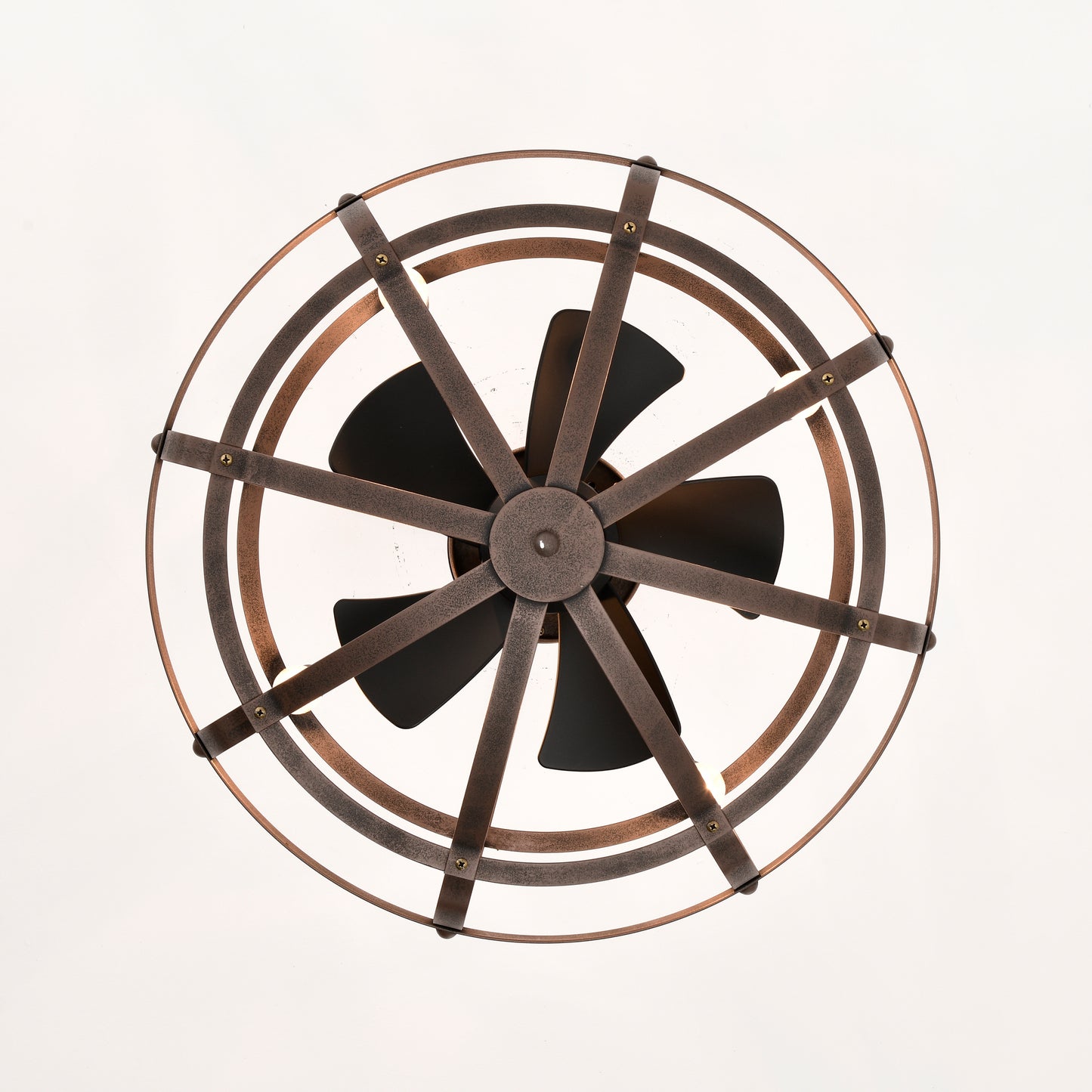 Modern Bladeless Ceiling Fan with Remote Control and Adjustable Height - Rust Red Industrial Style