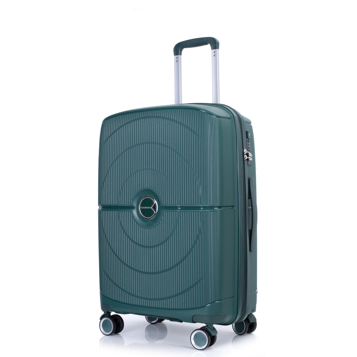 Expandable Hardshell Suitcase Double Spinner Wheels PP Luggage Sets Lightweight Durable Suitcase with TSA Lock,3-Piece Set (20/24/28) , Green