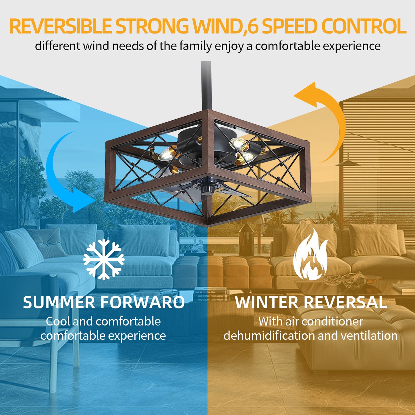 18-inch Retro Style Ceiling Fan with Remote Control and Reversible Inverter Motor