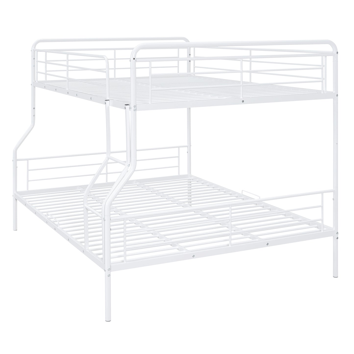 Contemporary White Metal Full XL Over Queen Bunk Bed