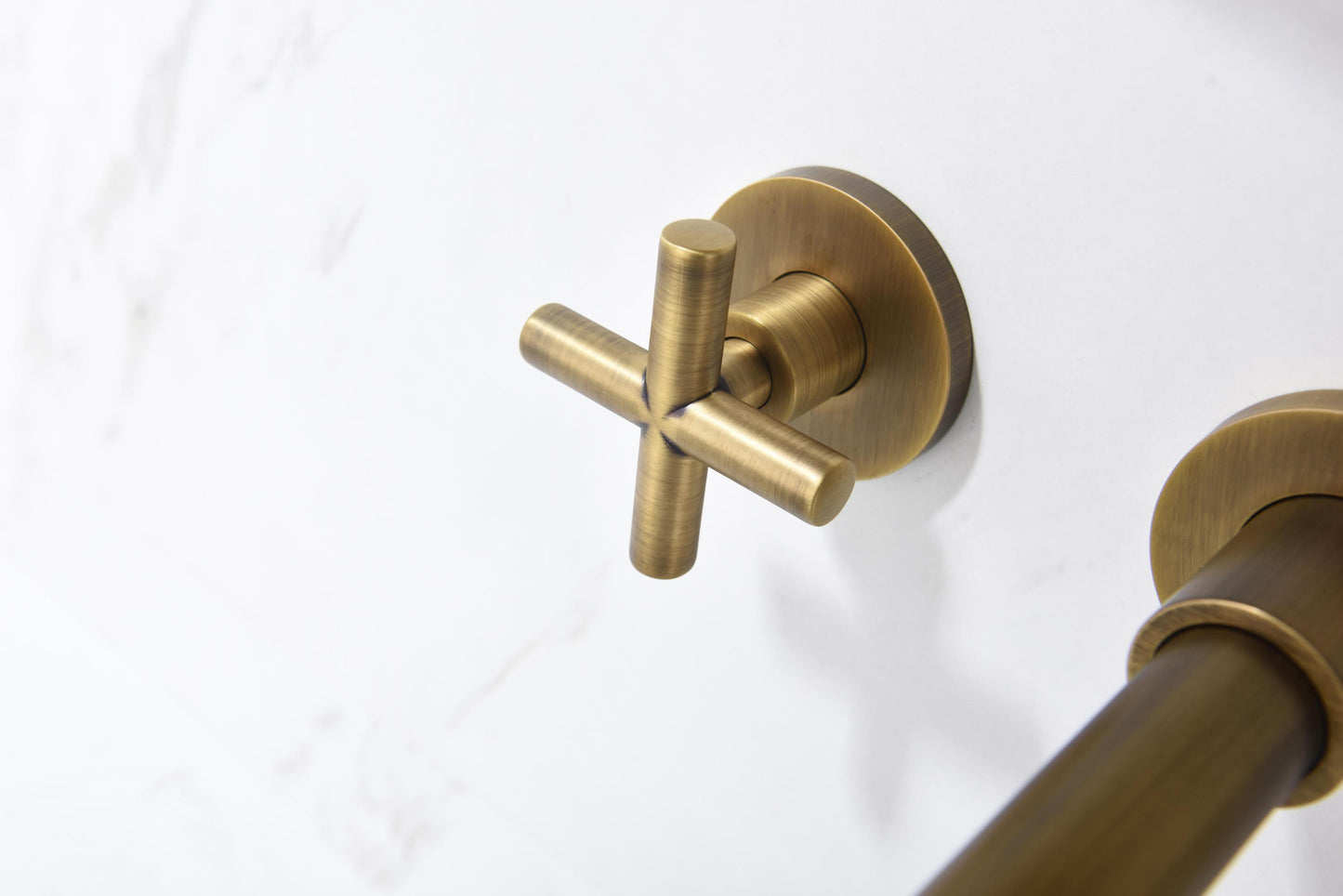 Wall Mount Bathroom Faucet with Bronze Cross Handles