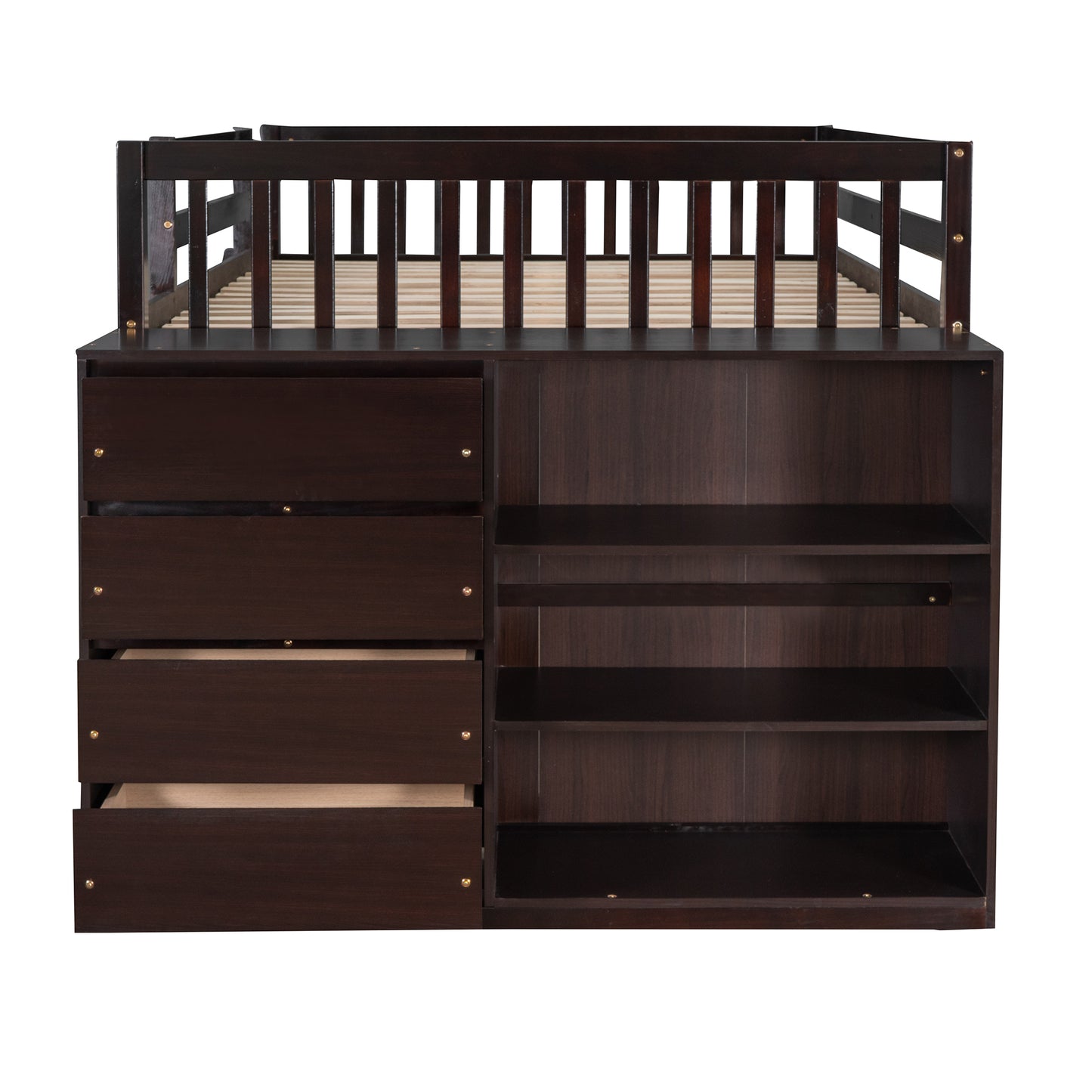 Espresso Bunk Bed with Ample Storage and Solid Construction