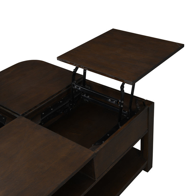 Flora 2 Piece Sleek Dark Brown MDF Lift Top Coffee and End Table Set