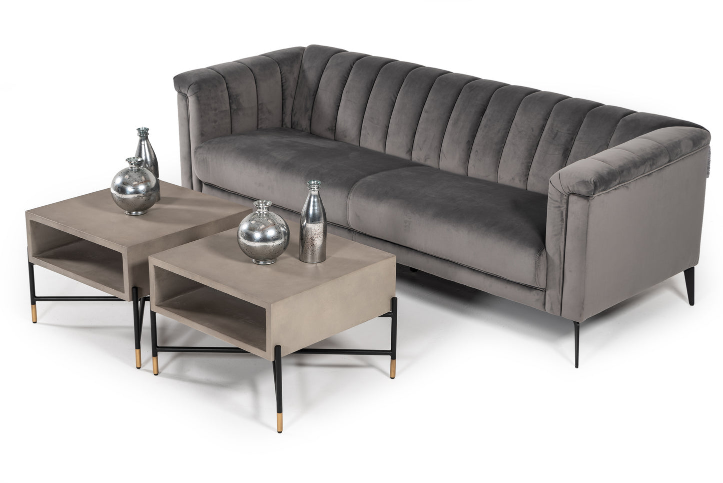 Modern Grey Concrete & Metal Coffee Table by Walker