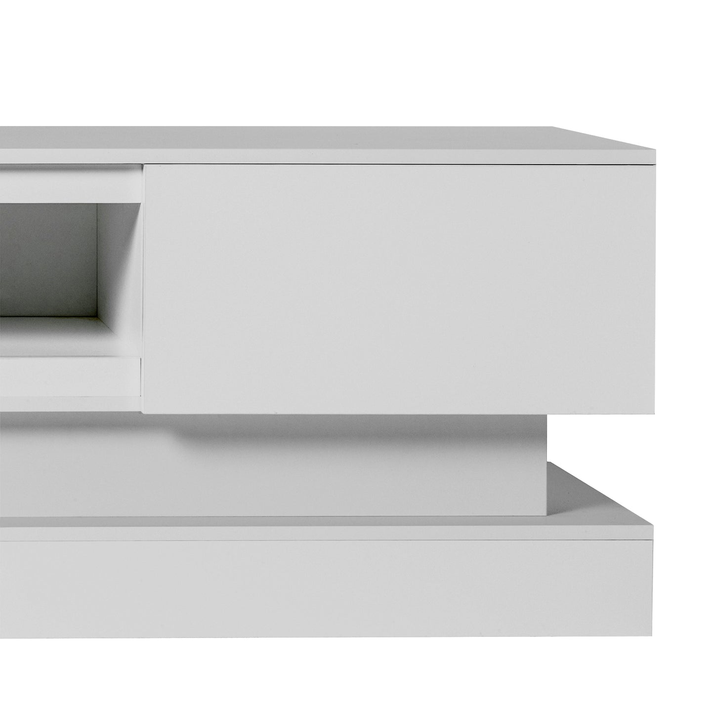 63 Modern TV Stand with RGB LED Lights and Ample Storage - White